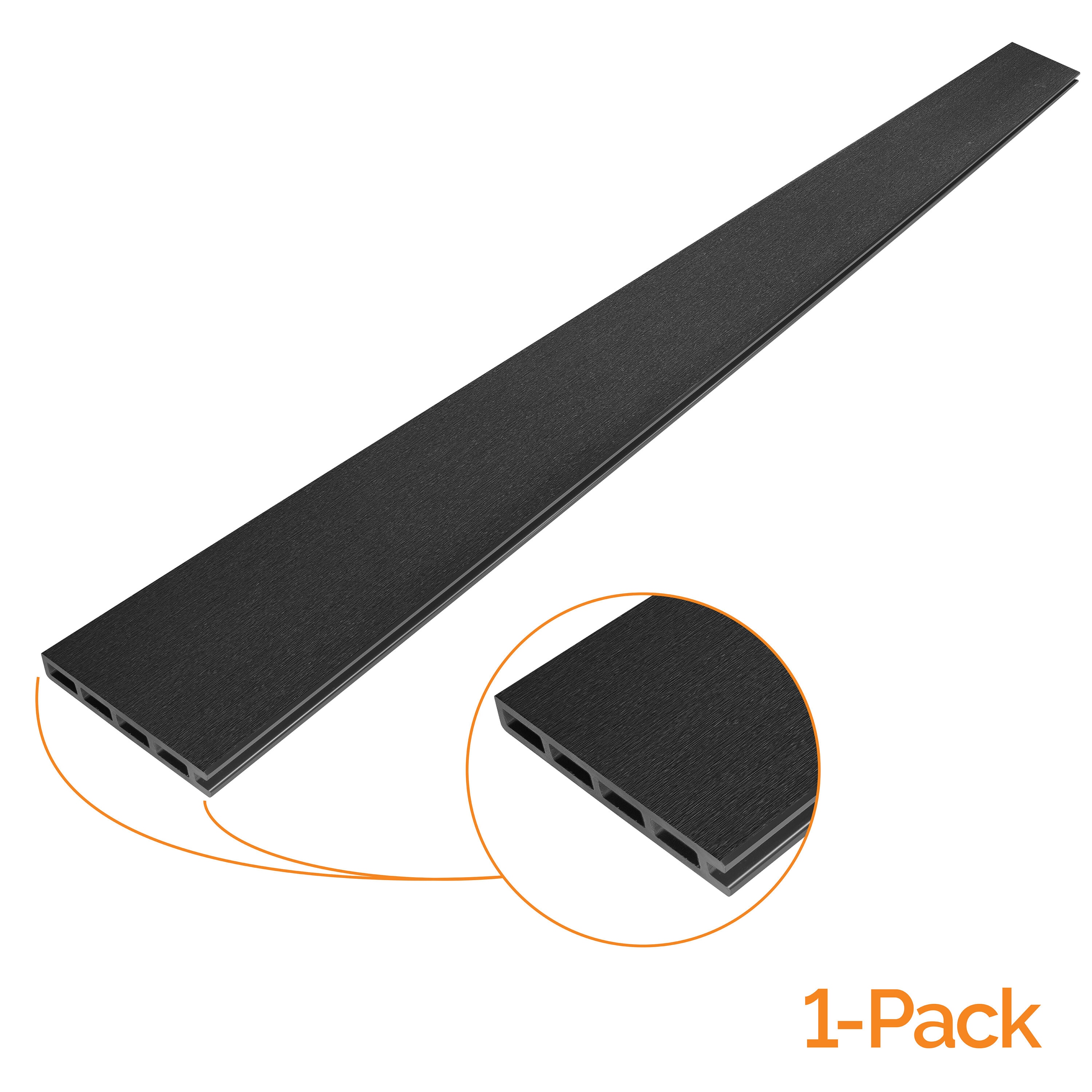 OUTDECO Wood Plastic Composite Fence Board, Tongue Groove Topper, Sanded Finish 3/4-in x 5-1/2-in W x 6-ft H Charcoal Flat-Top Composite Fence Picket