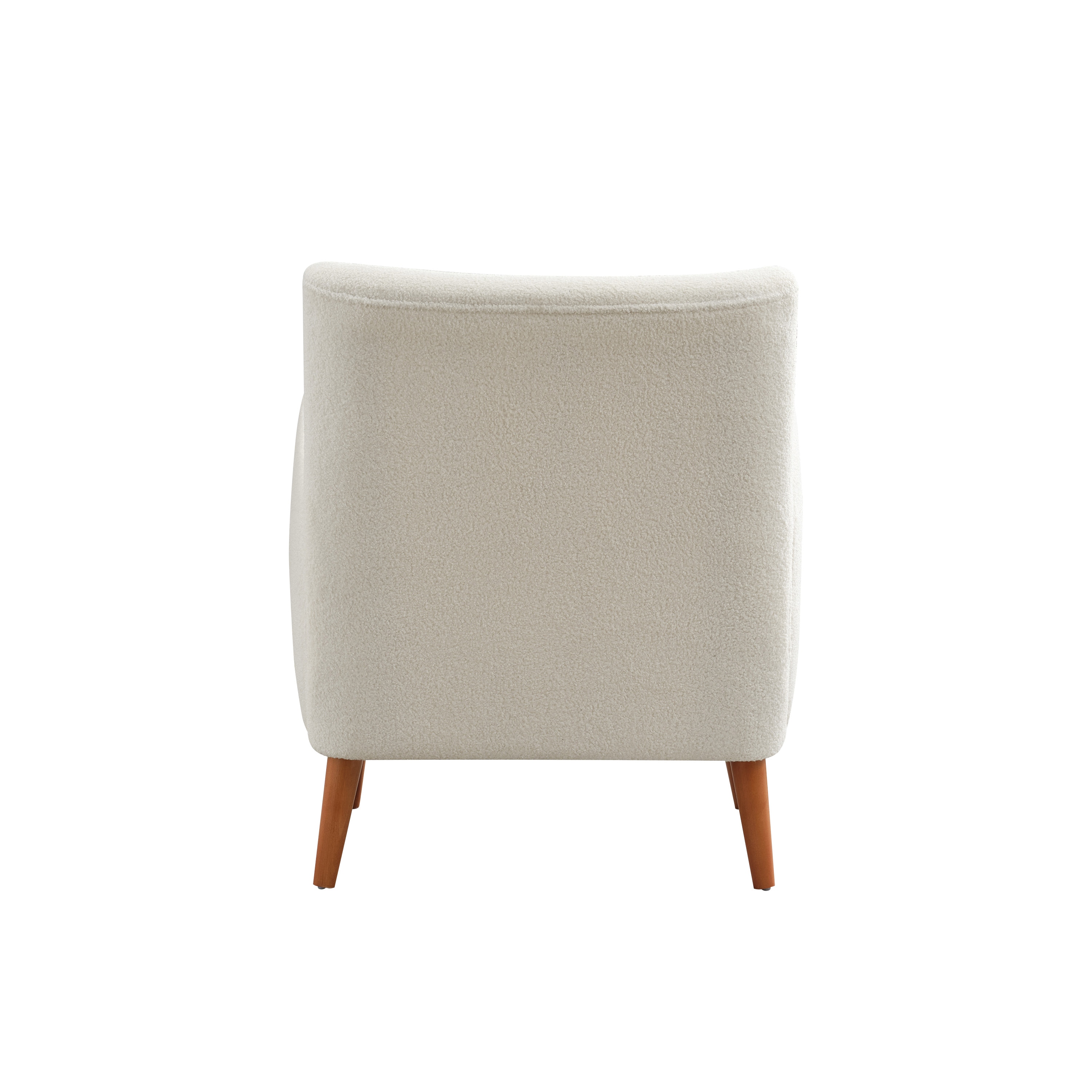 Beige Boucle Wingback Accent Chair with Wood Legs