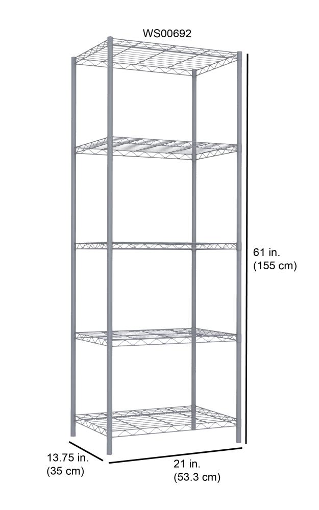 Home Basics Wire Heavy Duty 3-Tier Utility Shelving Unit (21-in W x  13.75-in D x 32-in H), Black