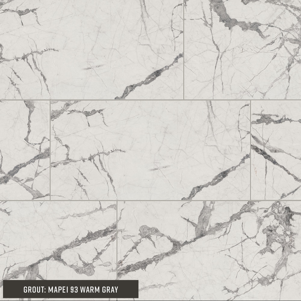 STAINMASTER SM601224XTMTLW Picasso Grey 12-in x 24-in Matte Porcelain Marble Look Floor and Wall Tile (1.95-sq. ft/ Piece)