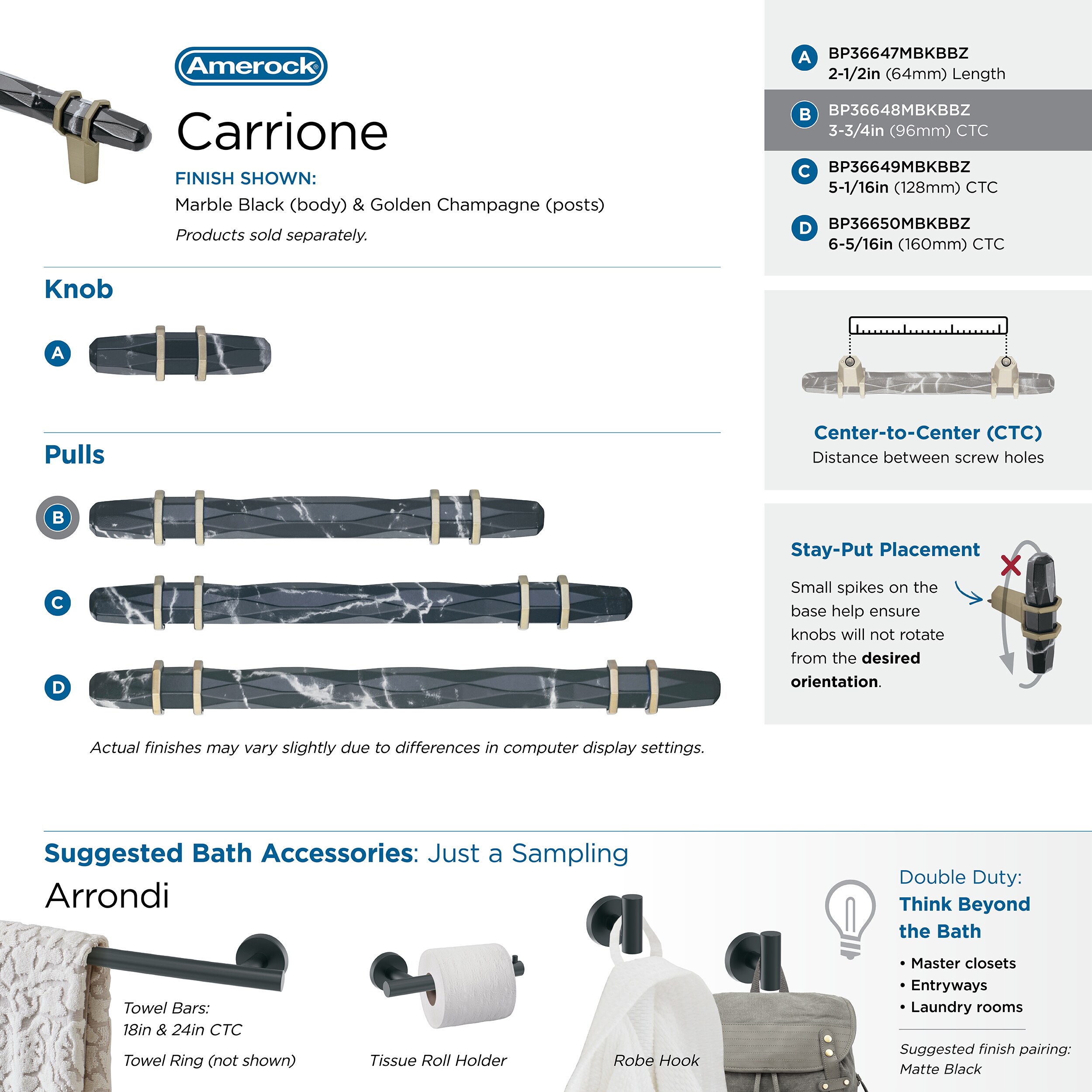 Amerock BP36648MBKBBZ Cabinet-Pulls - View #9