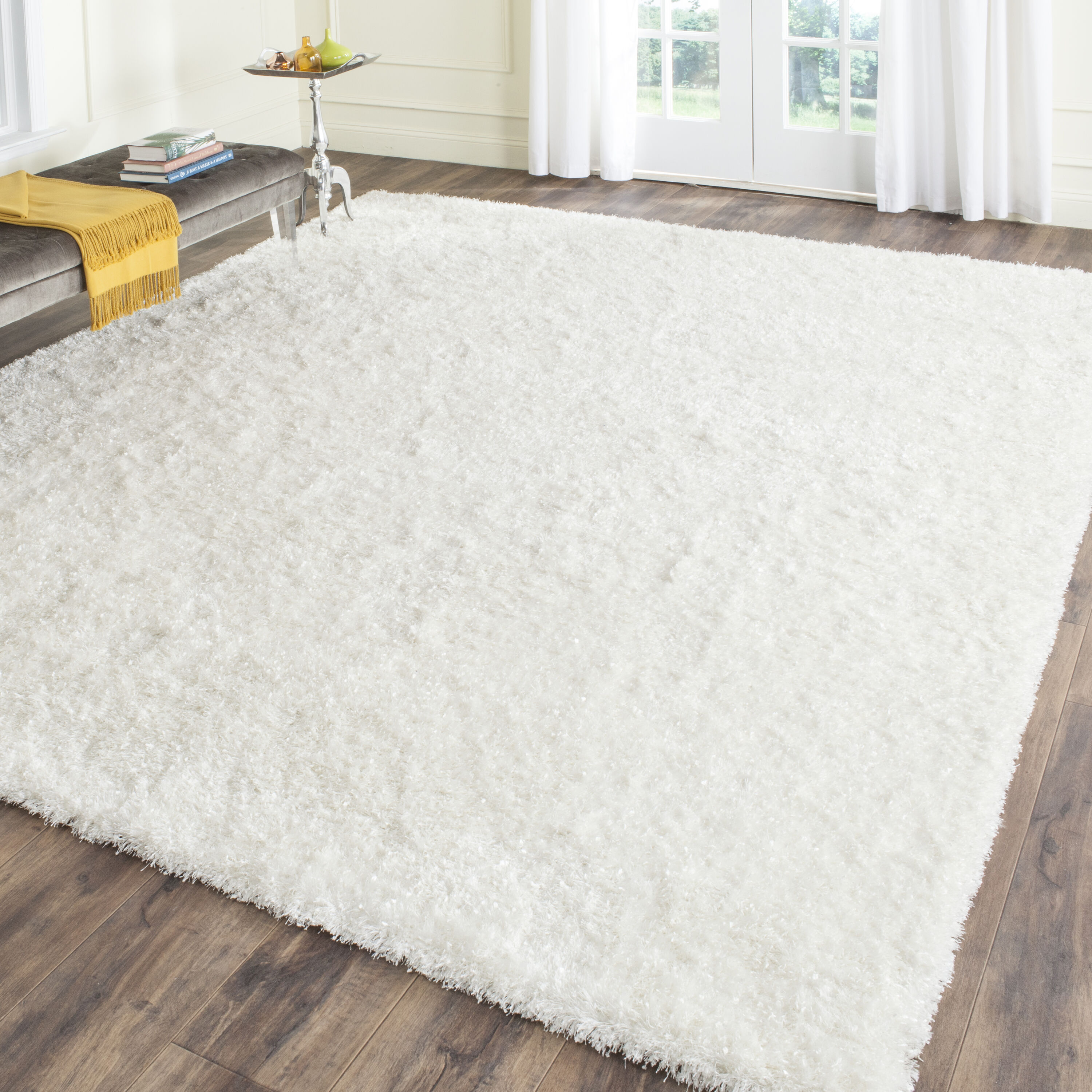 Safavieh MLS431W-4 Malibu Shag 4 x 6 (ft) Tufted Polyester White Rectangular Indoor Solid Area rug