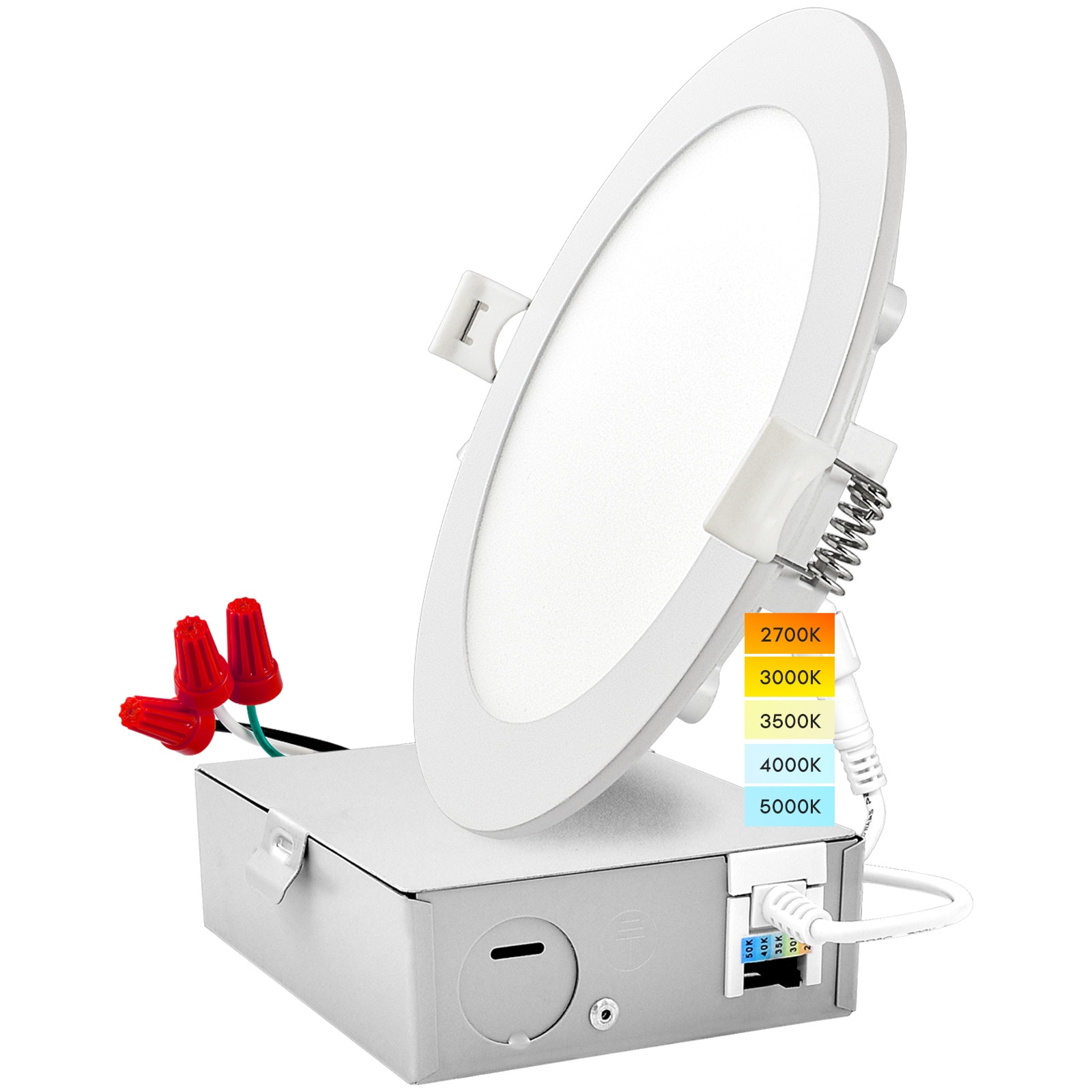 Luxrite LR23761-1PK White 6-in 1000 -Lumens Switchable Round Dimmable LED Canless Wet rated Recessed Downlight