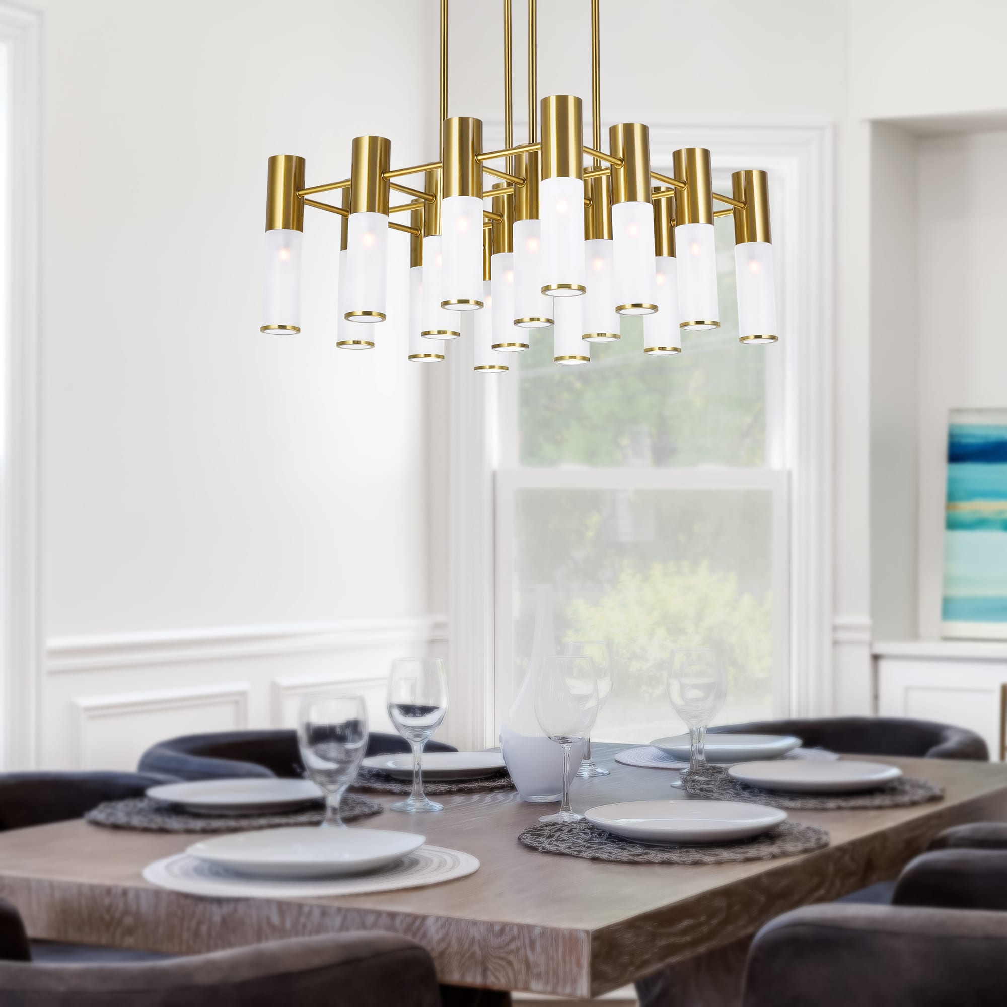 CWI Lighting 1221P20-16-625 Pipes 16 -Light Multiple finishes Multiple colors Modern/contemporary For Use in Bathrooms, Bedrooms, Dining Rooms, Foyers, Kitchens, Living Rooms Chandelier