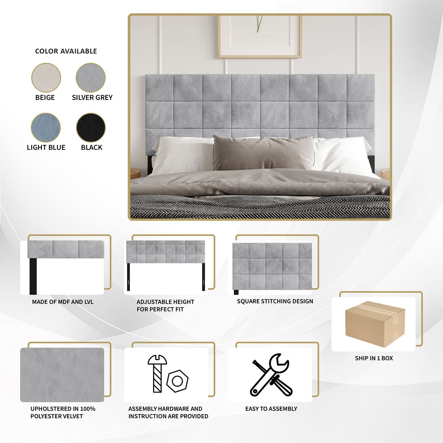 ChaletPosh C8548QUHB-LBL-VV Upholstered-Headboards - View #7