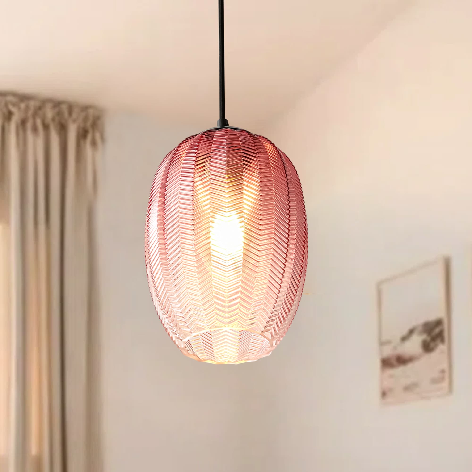 Ozma Orange Aluminum Dome Pendant Light with Adjustable Cord