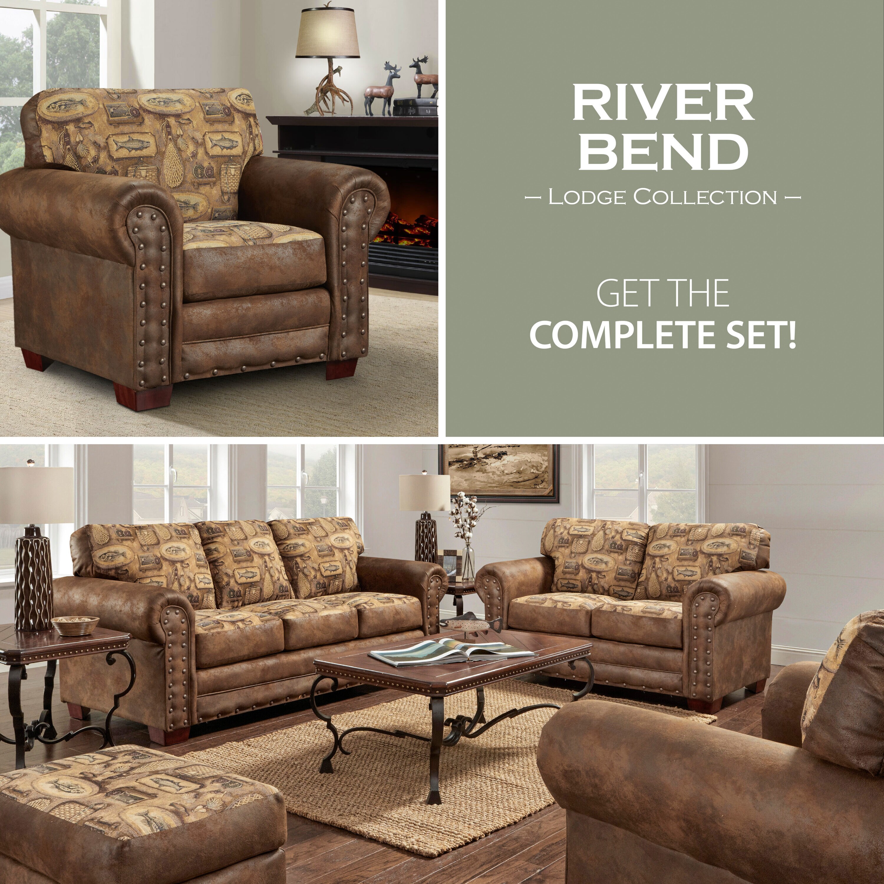 Brown Microfiber and Cotton 4-Piece Sleeper Sofa Set