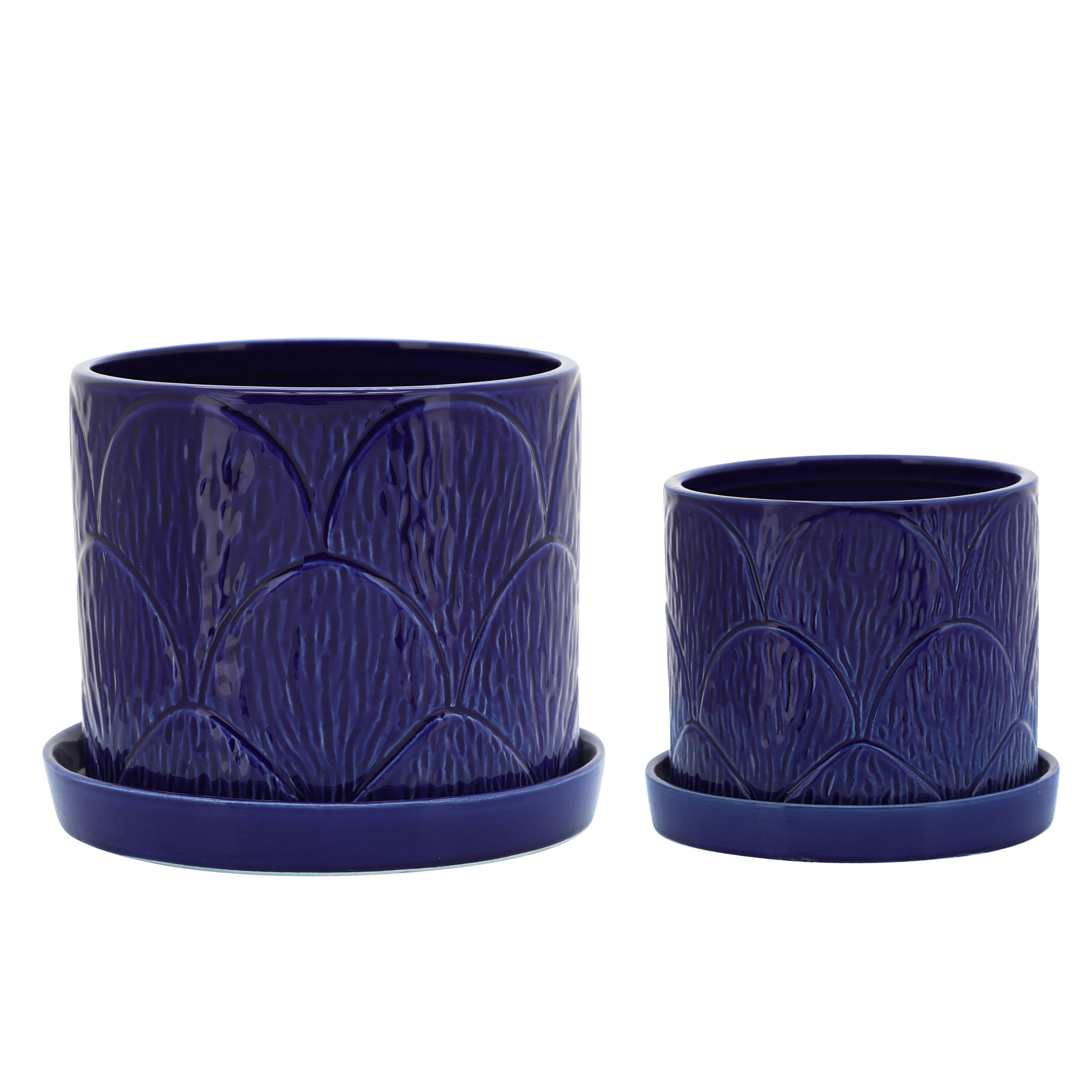 Sagebrook Home 15912-10 Round 8-in W x 8-in H Blue Ceramic Indoor/Outdoor Planter