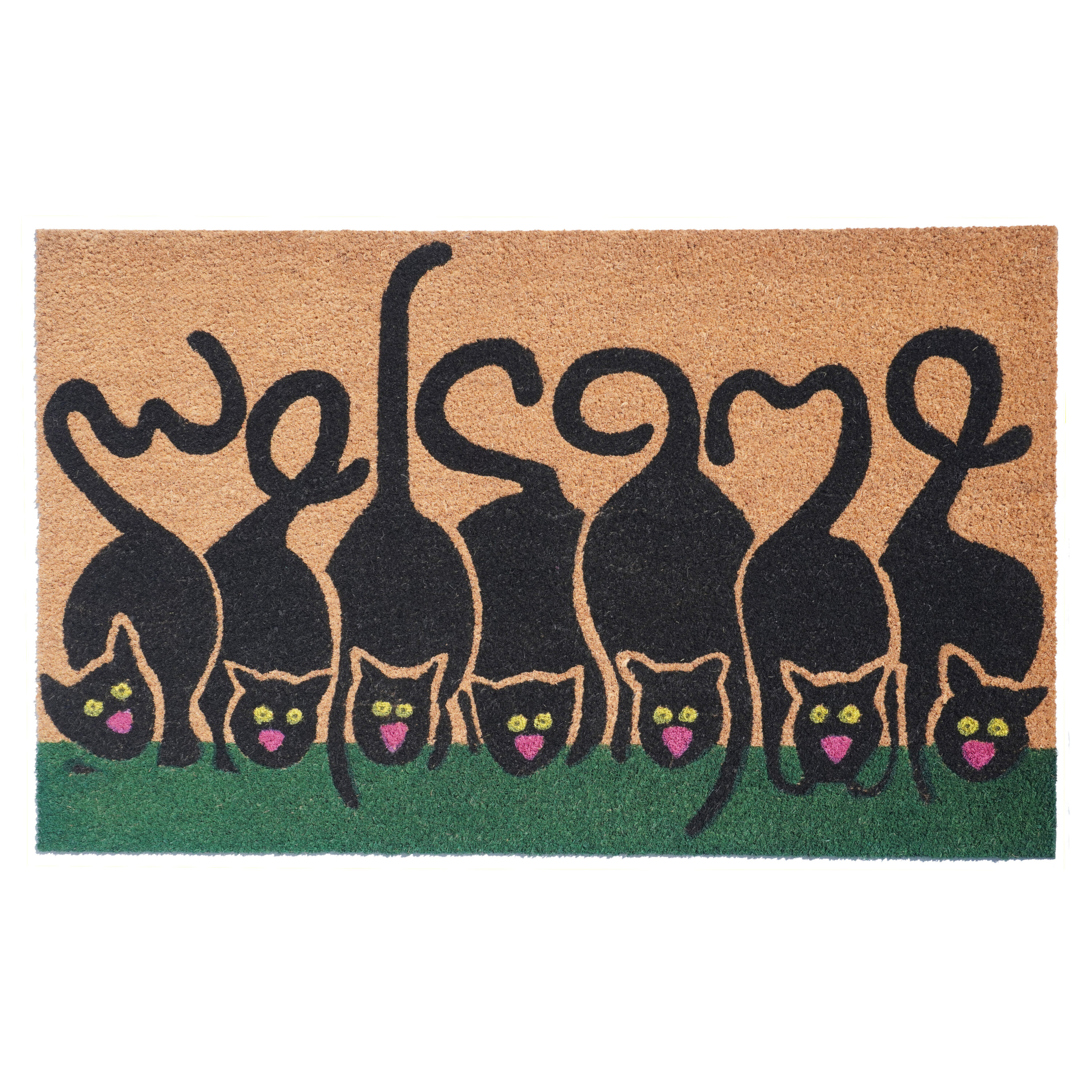 Callowaymills 120392436 2-ft x 3-ft Natural/Black Coir/Vinyl Rectangular Indoor or outdoor Decorative Welcome Door mat
