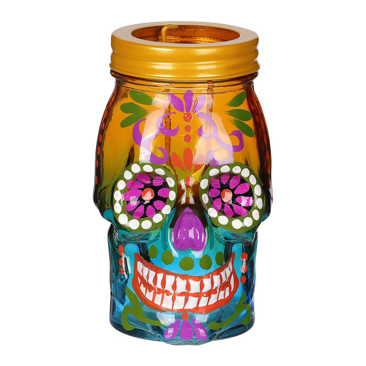 Holiday Living LW37-LG343A 5.7-in Tabletop Skull Candle holder