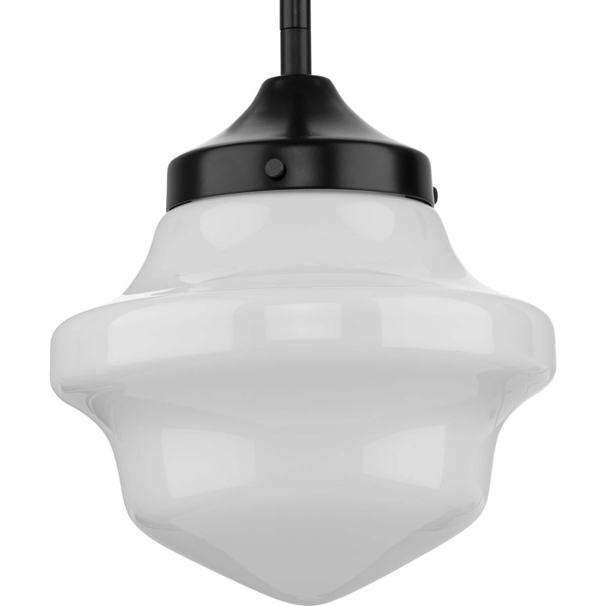 Matte Black and White Glass Farmhouse Mini Pendant Light