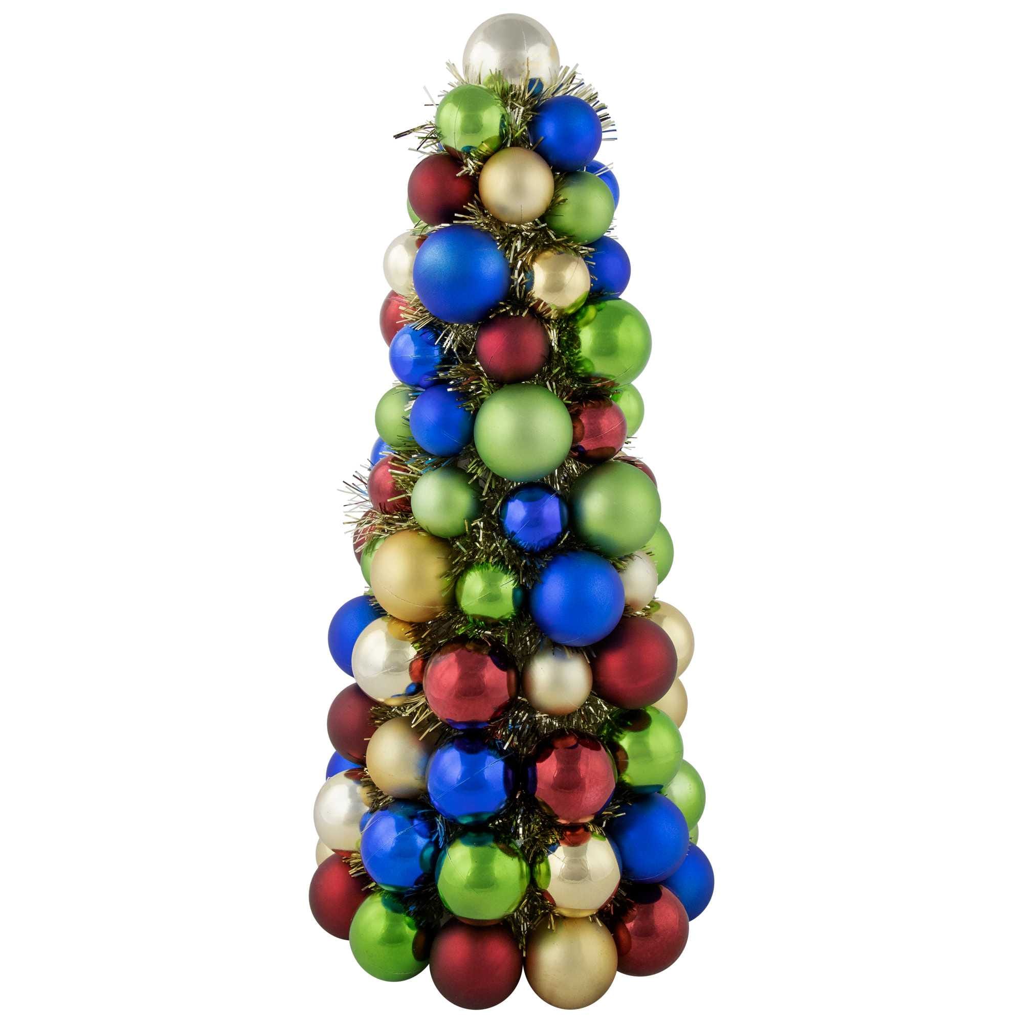 Shatterproof Ball Christmas Tree with Tinsel - 15.75 inch - Multicolor