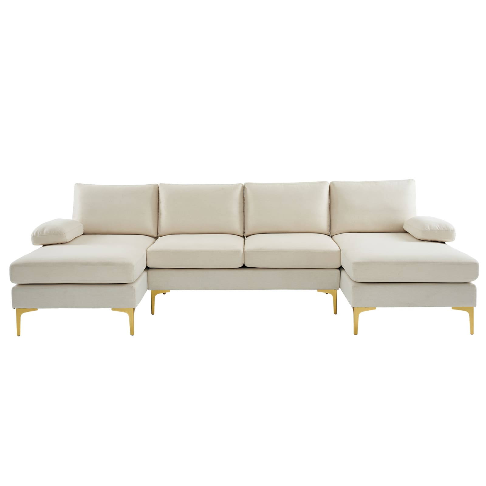 Outopee L1G52002421-23 110.2-in Modern Beige Linen Sectional