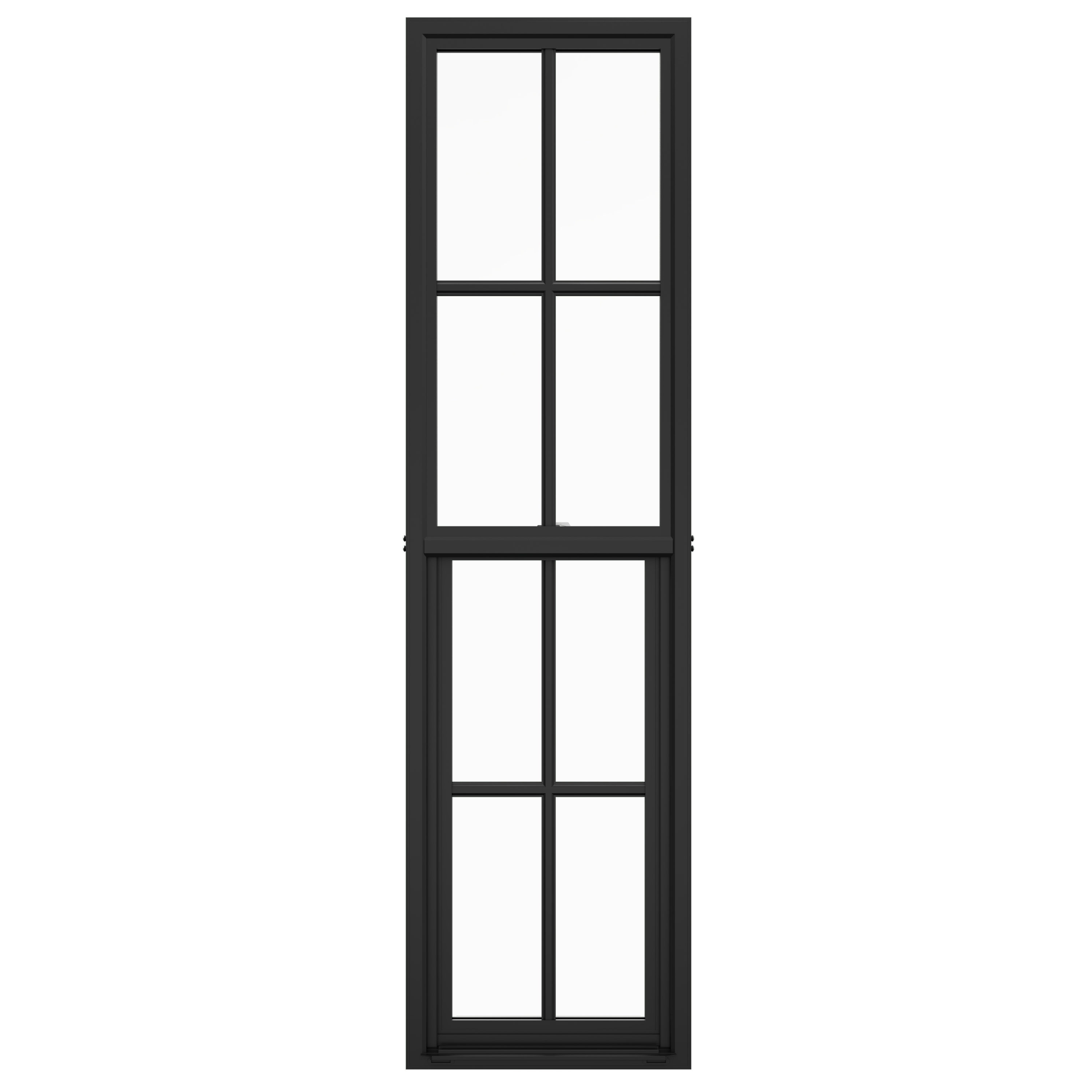 JELD-WEN LOWOLJW242200053 FiniShield V-4500 17-1/2-in x 48-1/2-in Black Exterior Vinyl New construction Single Hung Window Low-E argon Double Pane Glass with Grids, (Full Screen Included)