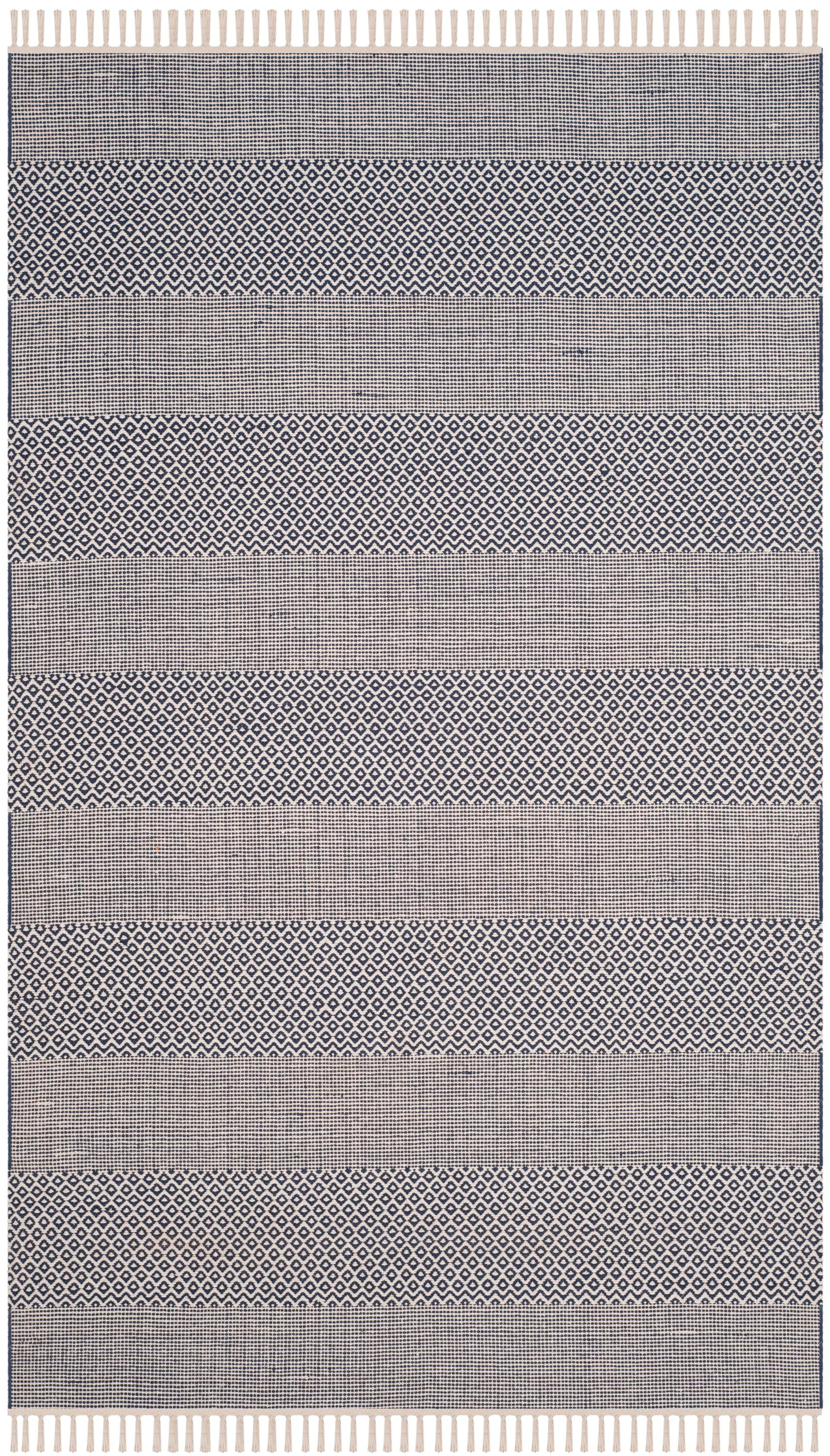 Safavieh MTK330B-5 Montauk Bicheno 5 x 8 (ft) Cotton Ivory/Navy Rectangular Indoor Stripe Coastal Area rug