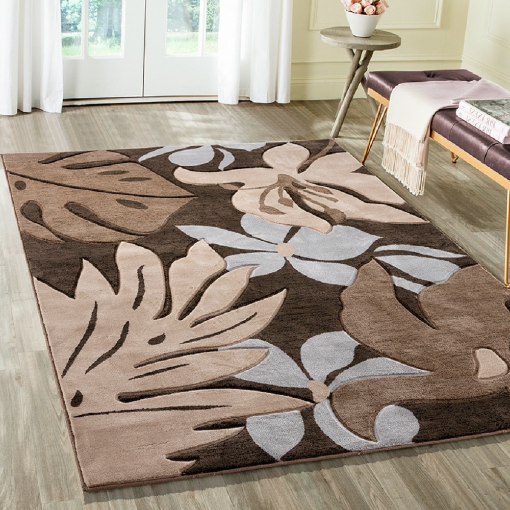 MDA Rugs Glamour 8 X 11 (ft) Brown/Cream Indoor Floral Area Rug GM07811 ...