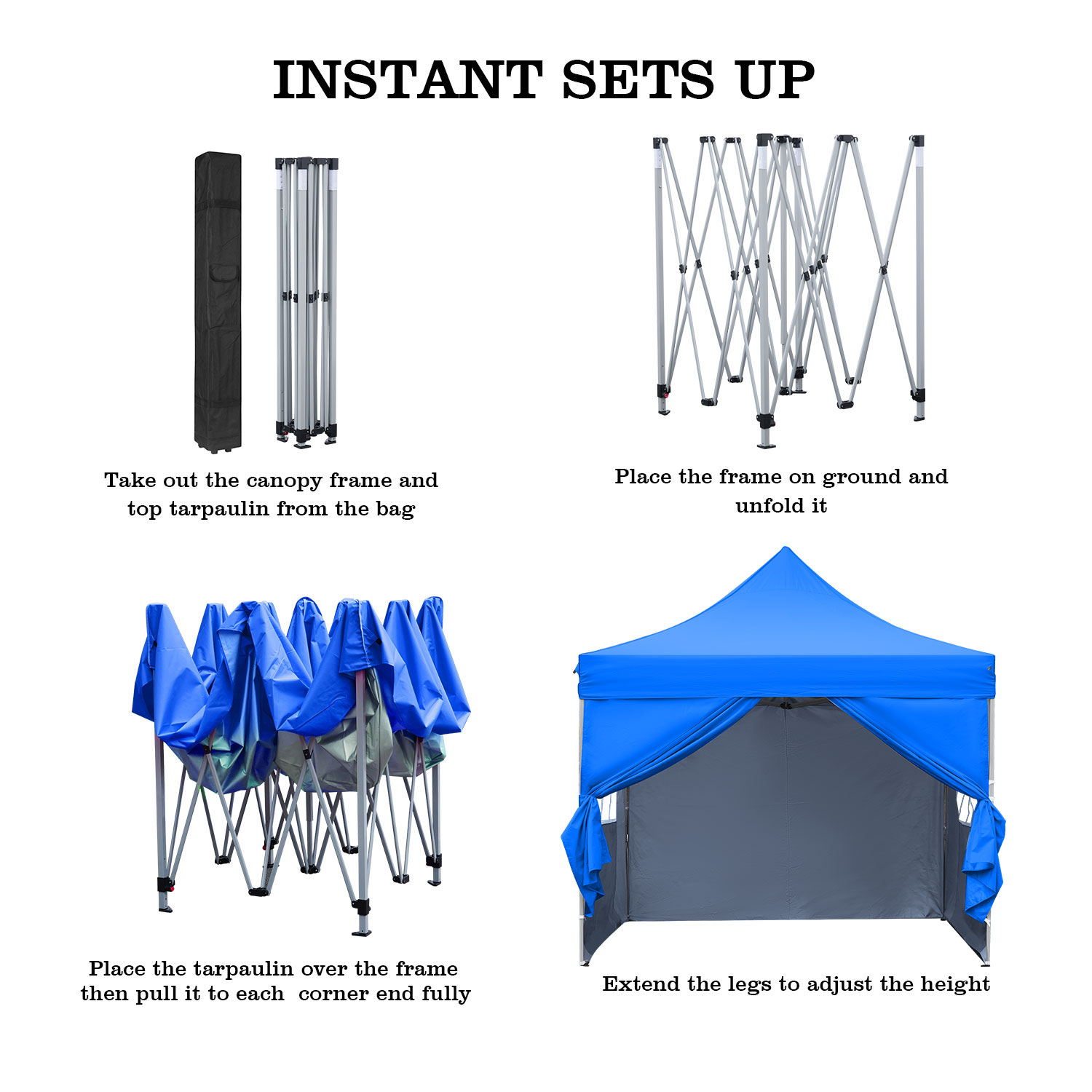 GDY 10-ft x 10-ft Square Blue Pop-up Canopy in the Canopies department ...