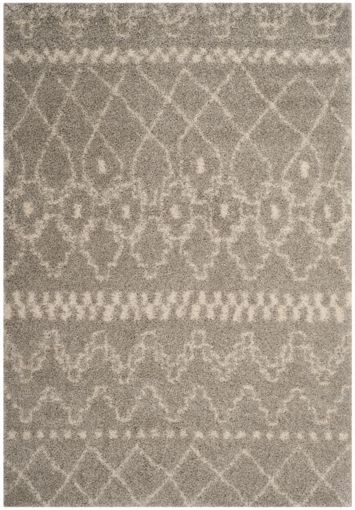 Safavieh ASG750D-5 Arizona Stom Shag 5 x 8 (ft) Loomed Polyester/Polypropylene Gray/Ivory Rectangular Indoor Abstract Moroccan Area rug