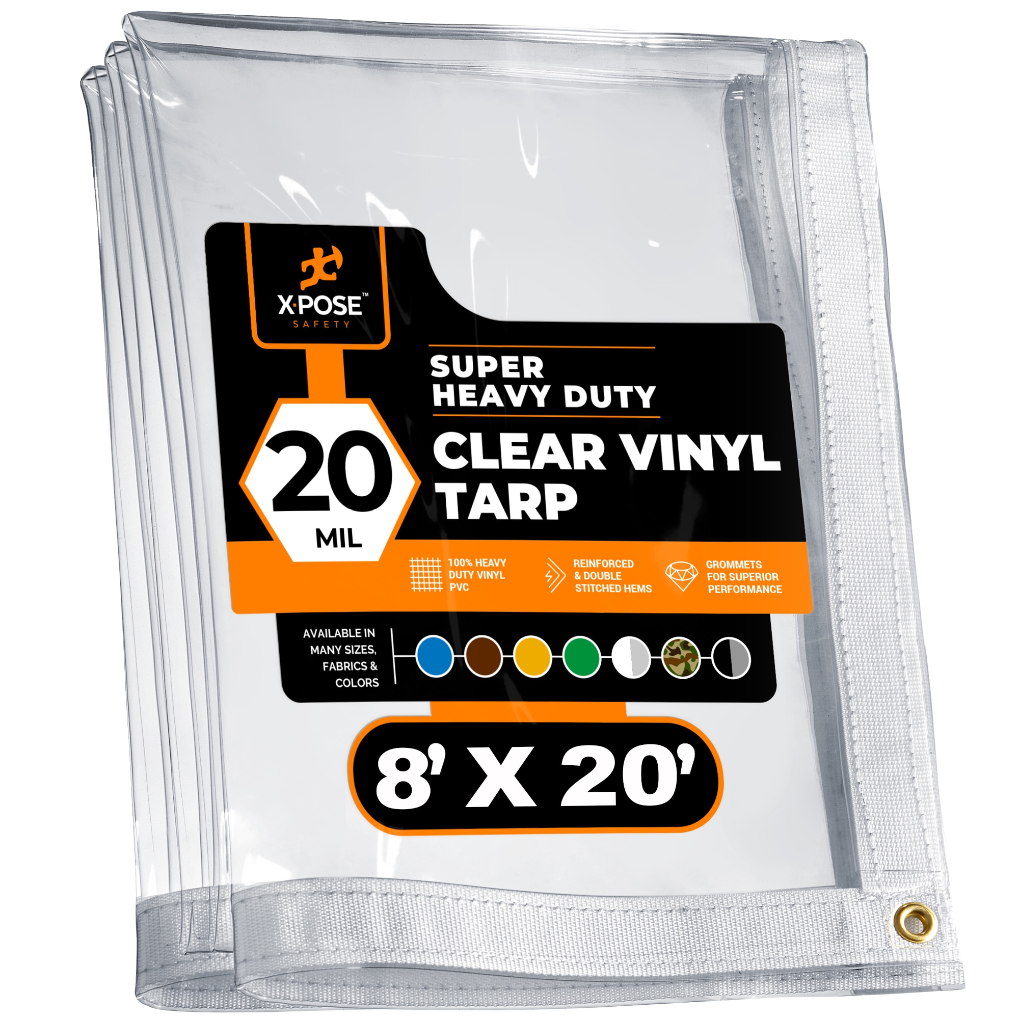 XPOSE SAFETY CVT20-820-X-S 8-ft x 20-ft White Waterproof Commercial Vinyl 20-mil Tarp