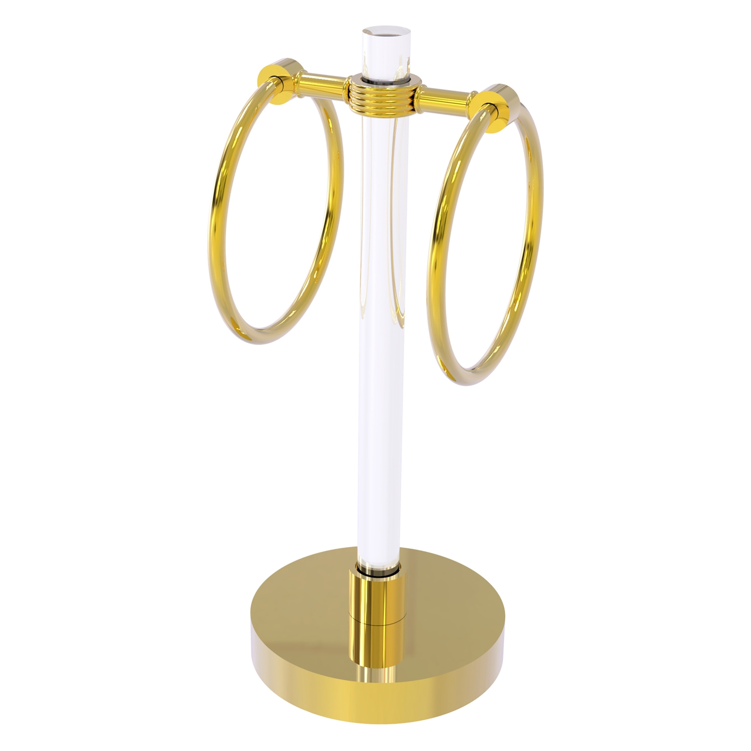 Allied Brass CV-GTRSG-10-PB Clearview Polished Brass Freestanding countertop Single Towel Ring