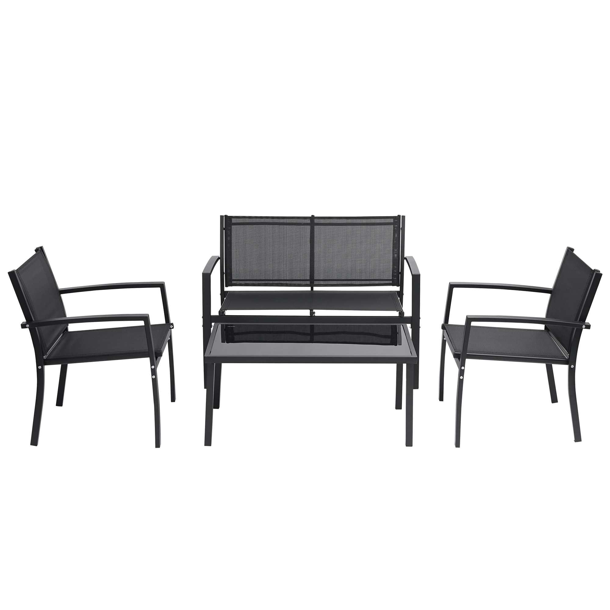 Miki Shinly BY-3226-23QI 4 -Piece Patio Conversation Set with Black