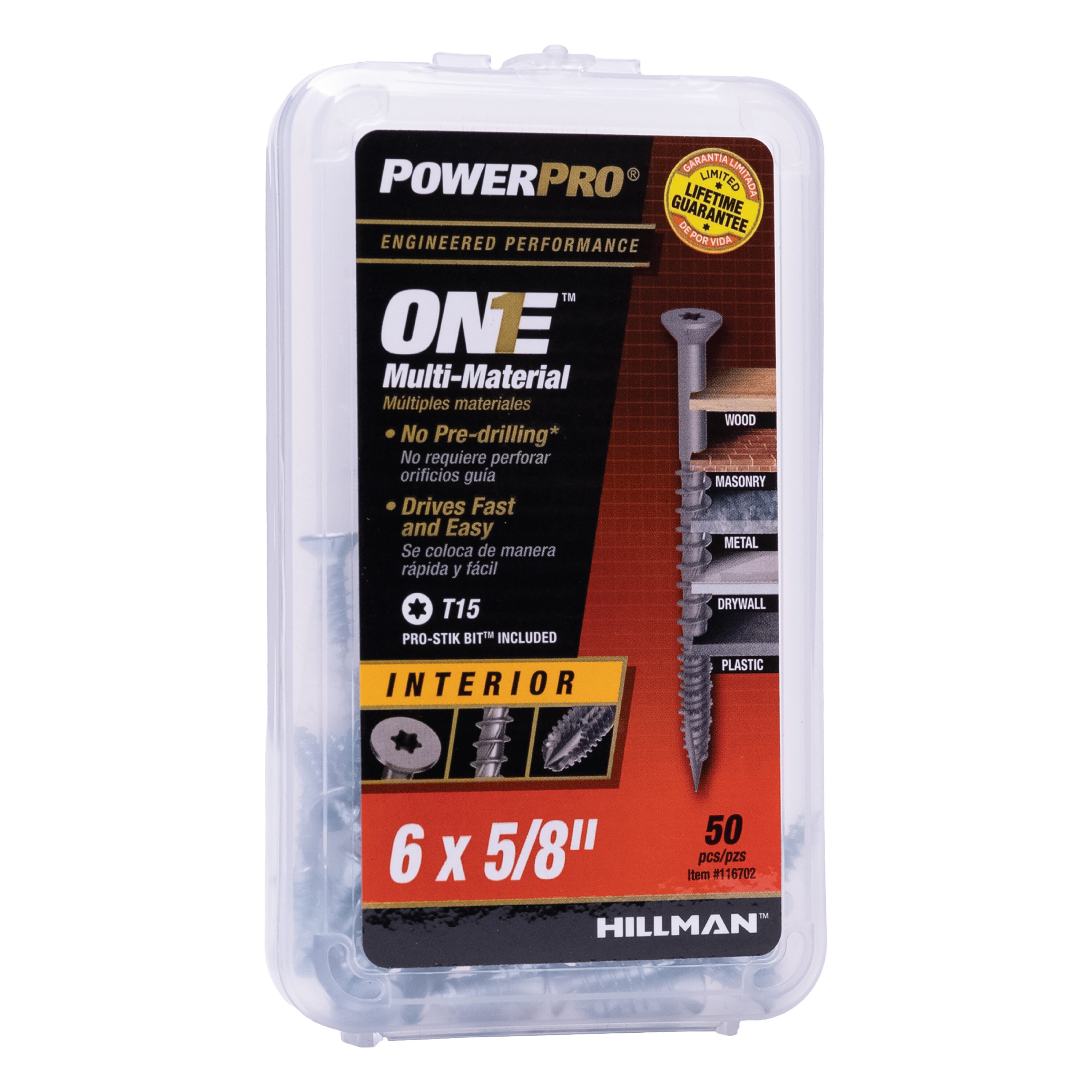 Power Pro 116702 One #6 x 5/8-in Zinc-plated Interior Wood screws ( 50 -Per Box )