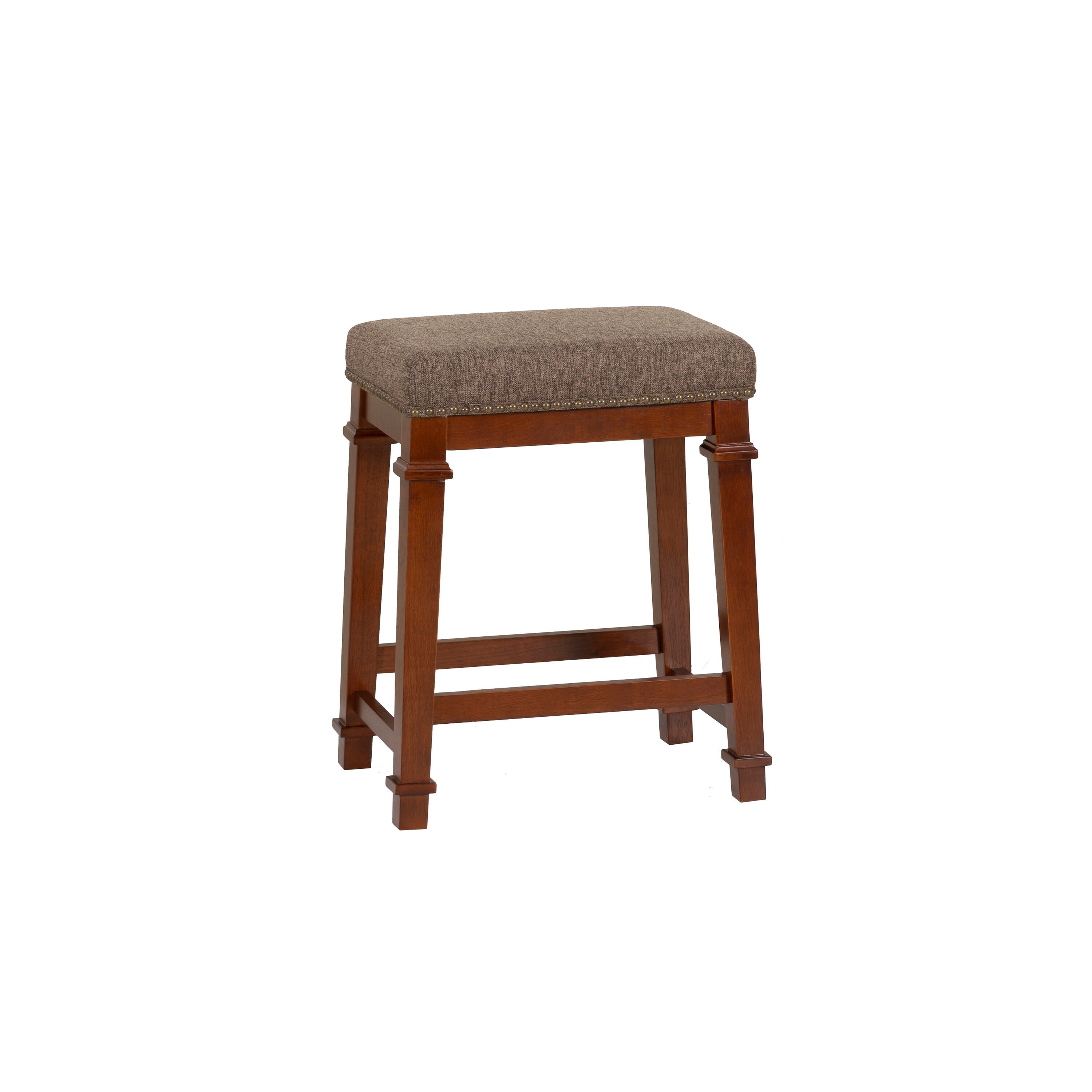 Linon 558121TWD01U Kennedy Backless Tweed Counter Stool Brown 24.0-in H Counter height Square seat Upholstered Wood Bar Stool
