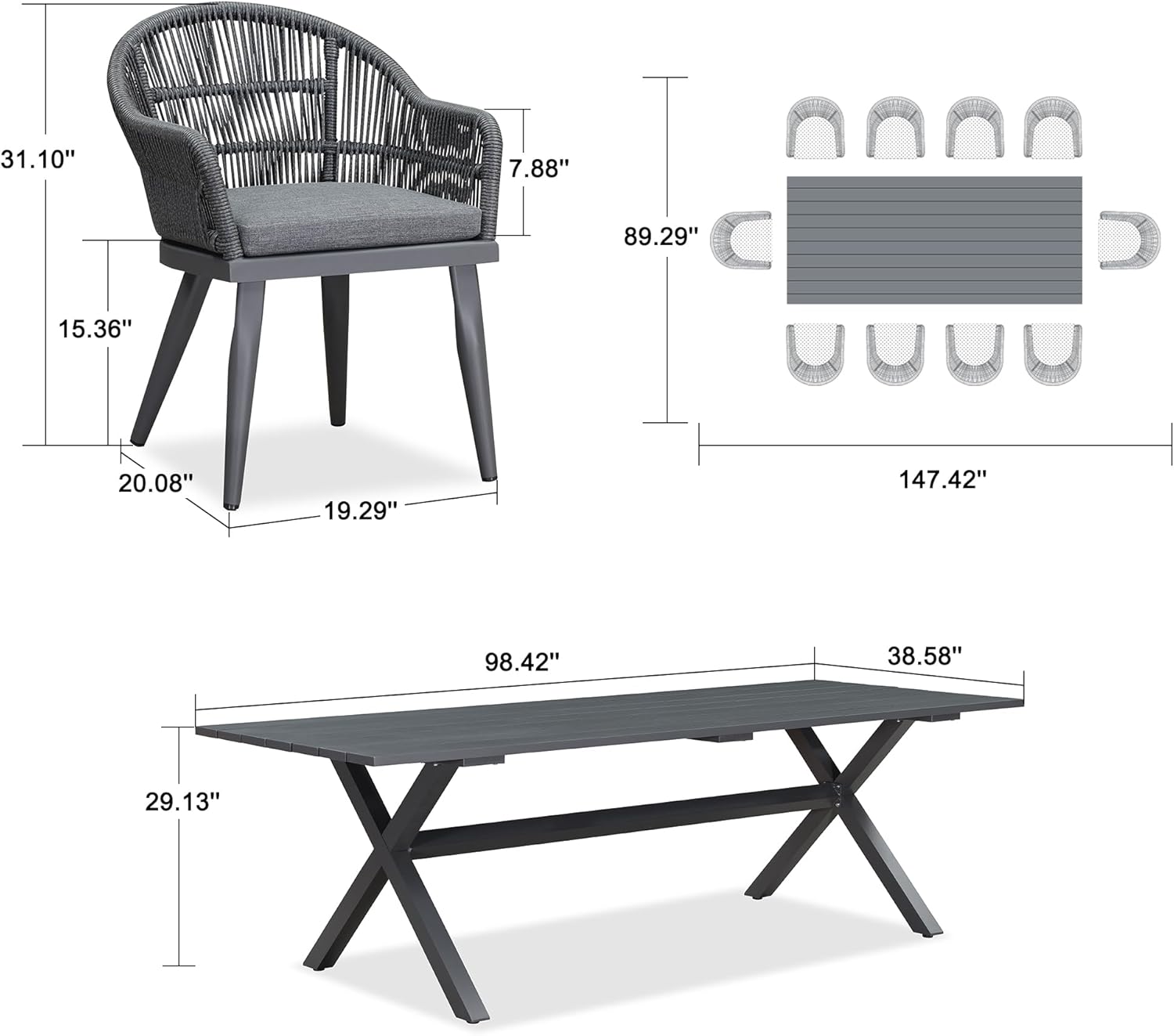 PURPLE LEAF LS03-VT11-250-GY Patio-Dining-Sets - View #8