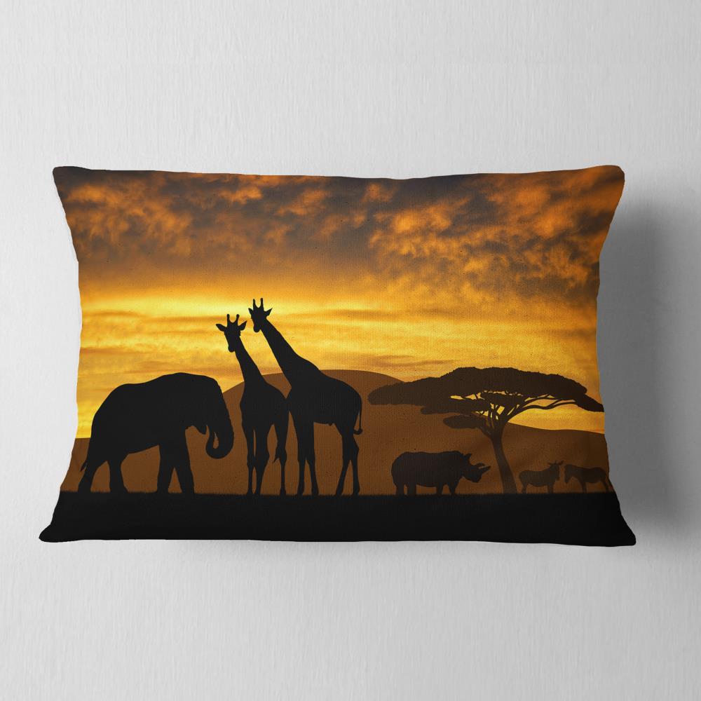 Designart CU13053-12-20 12-in x 20-in Black Indoor Decorative Pillow