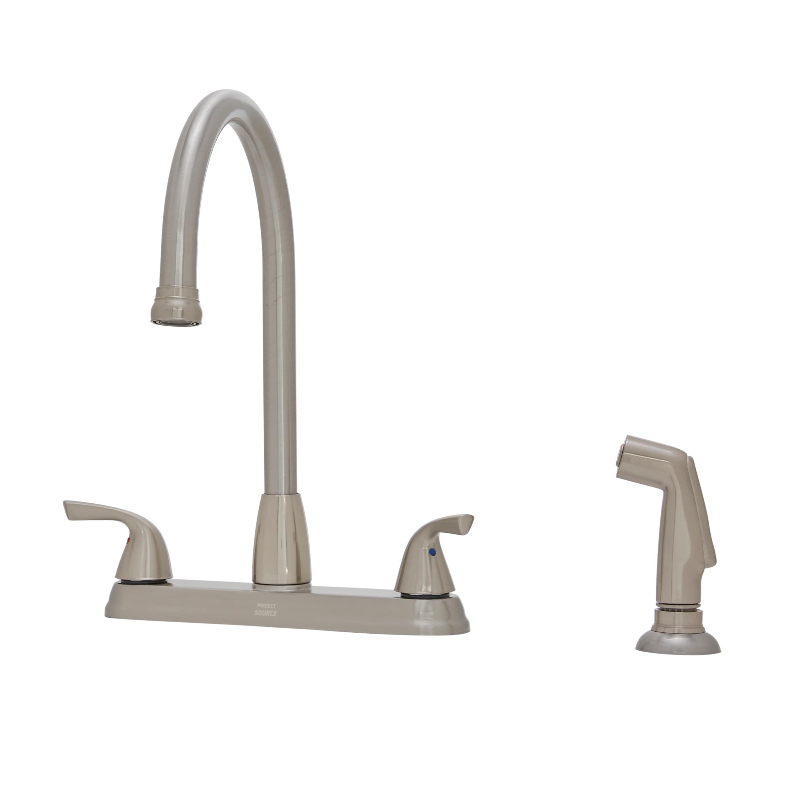 Builders Stainless Steel Standard Kitchen Faucet 2-Handle Wall Mount High-Arc 