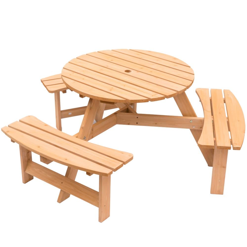 Gardenised 65-in Brown Wood Round Picnic Table in the Picnic Tables ...