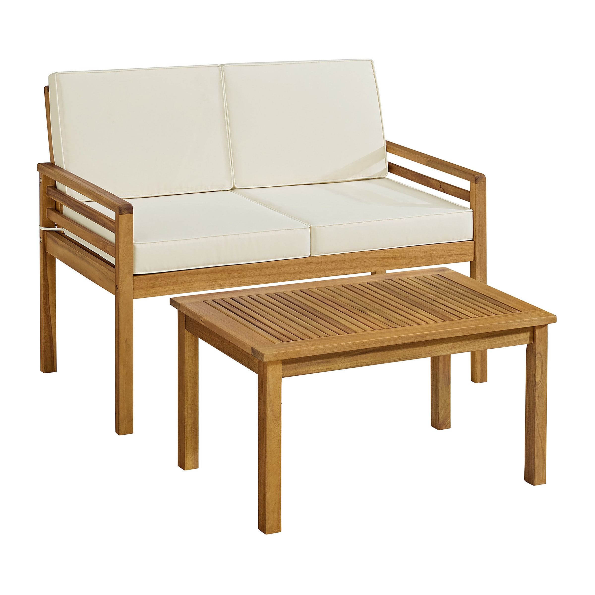 Alaterre Furniture 2 -Piece Patio Conversation Set with Off-white Cushions #ANOK0313ANO