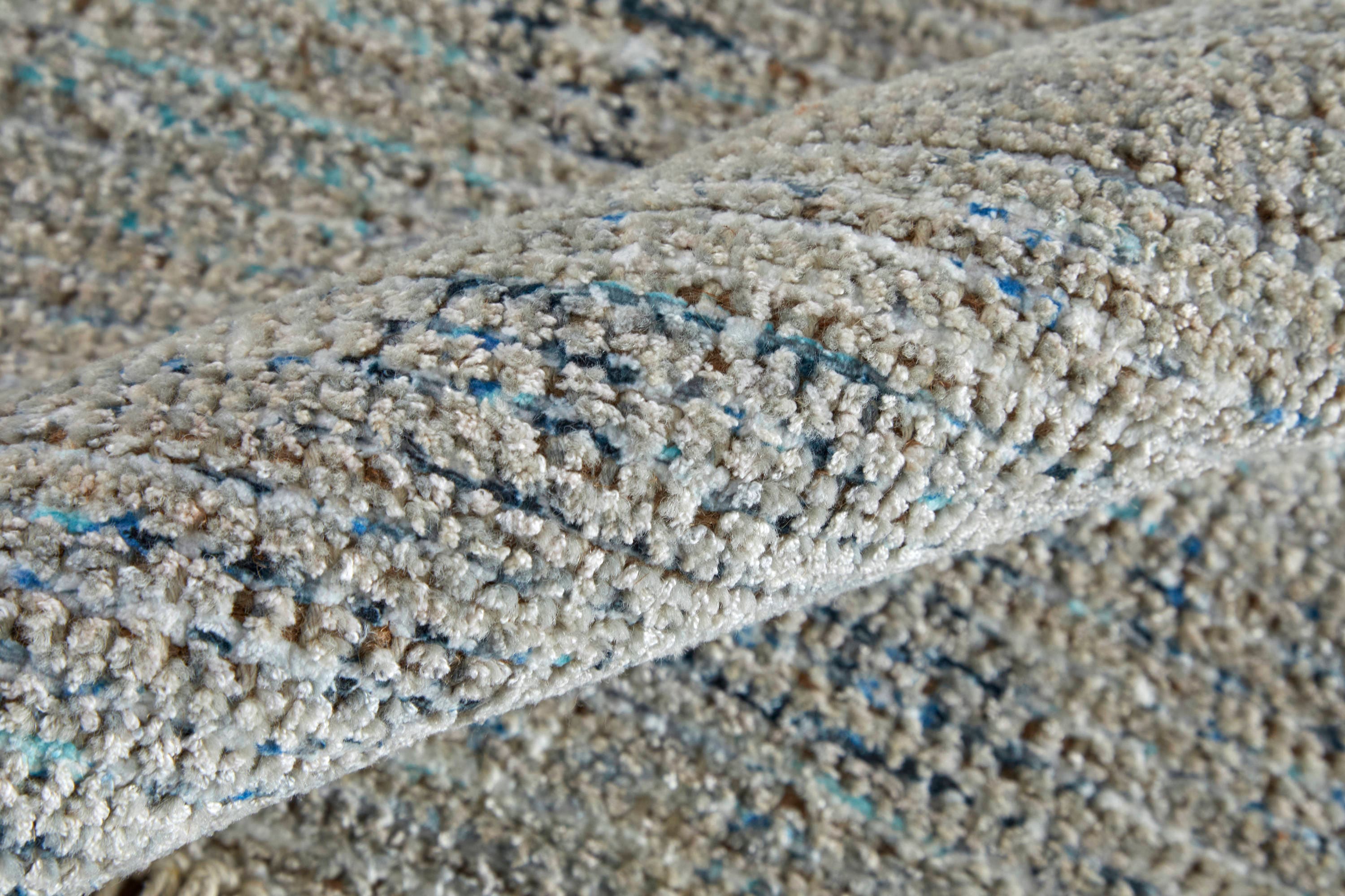 Spa Blue & Warm Gray Handmade Tufted Wool-Viscose Blend Area Rug - 2' x 3'