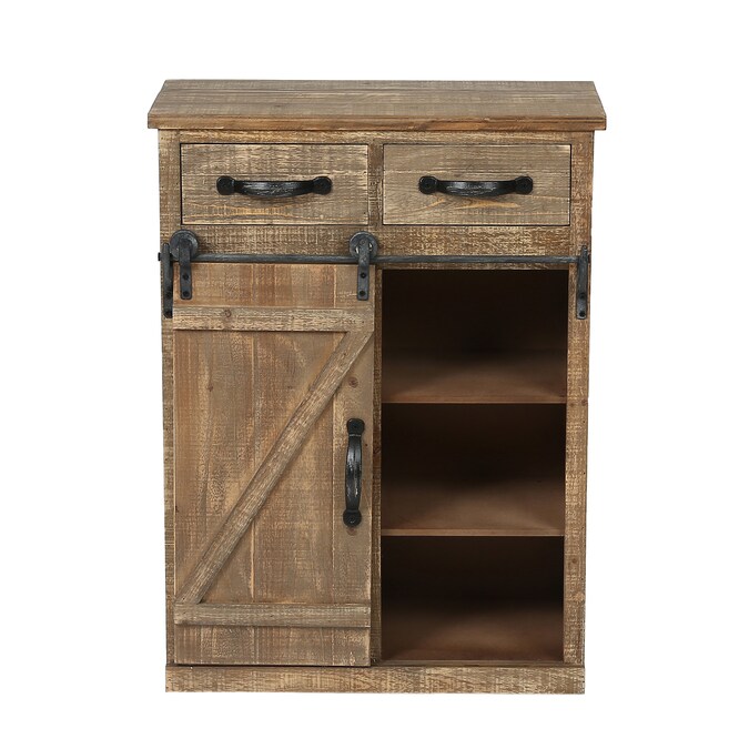 Luxen Home Brown Wood Rustic End Table In The Tables Department At Com Luxen Home Brown Wood Rustic End Table, Brown Wood Console Table With Sliding Doors