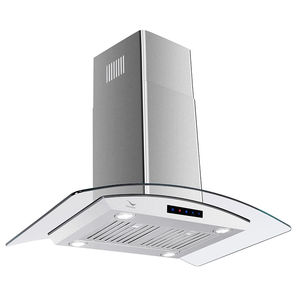 Streamline 36-in 480-CFM Ducted Stainless Steel Island Range Hood at ...