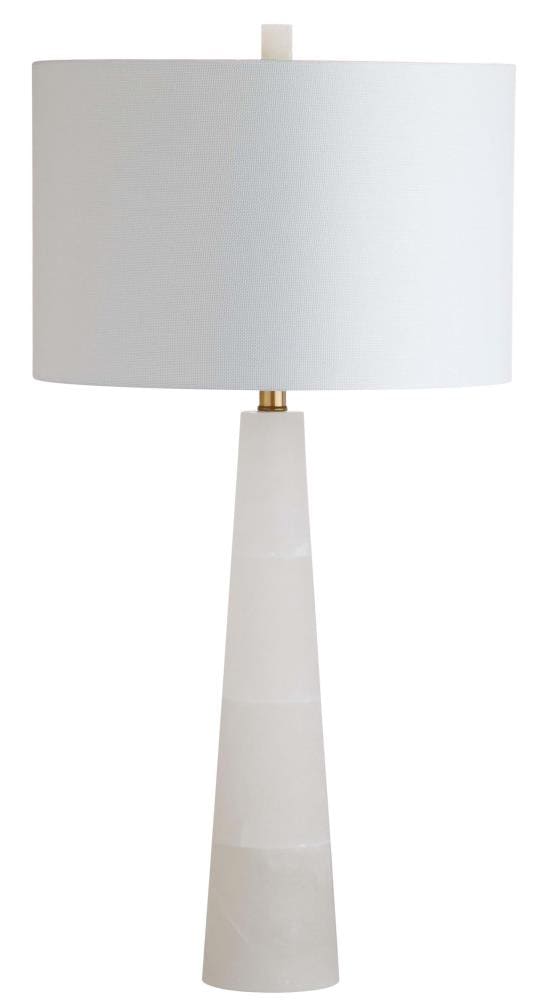 Delilah White Alabaster 30-Inch Table Lamp with Cotton Shade