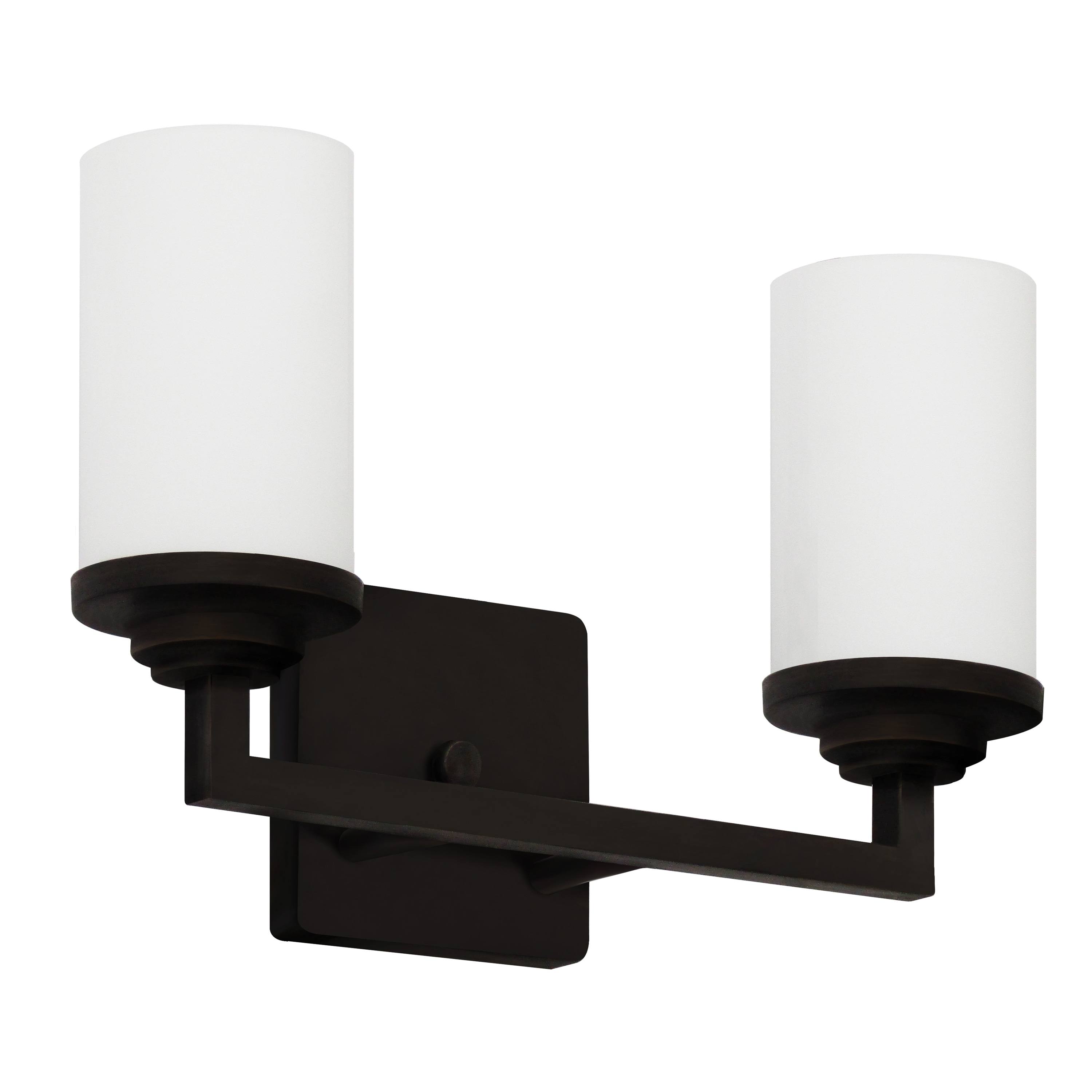 Ebony Bronze 15" Vanity Light with Frosted White Glass Shades