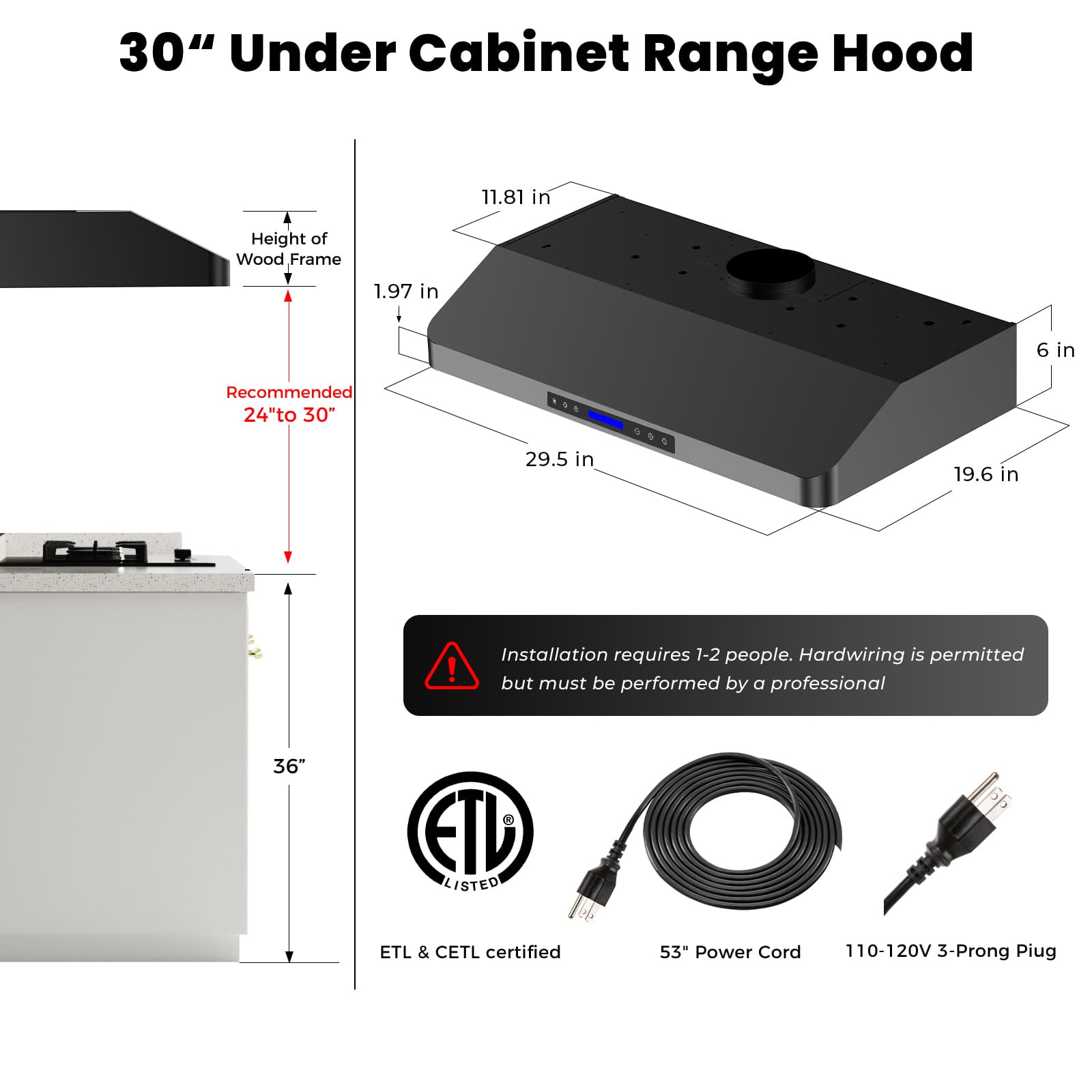 DIVAN DMC01-30B Undercabinet-Range-Hoods - View #3