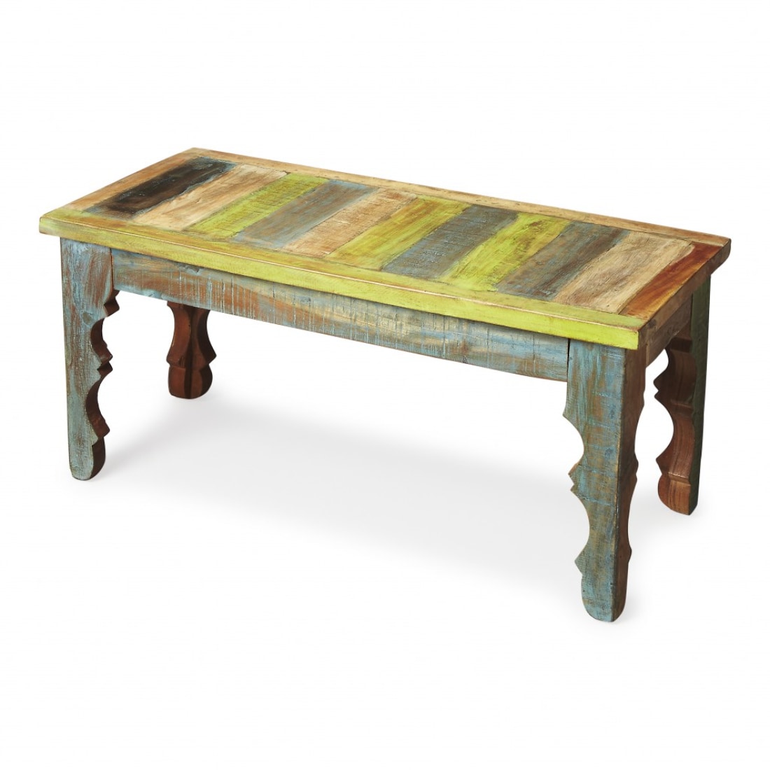 HomeRoots 4000389162 Rustic Multi Color Wood Bench