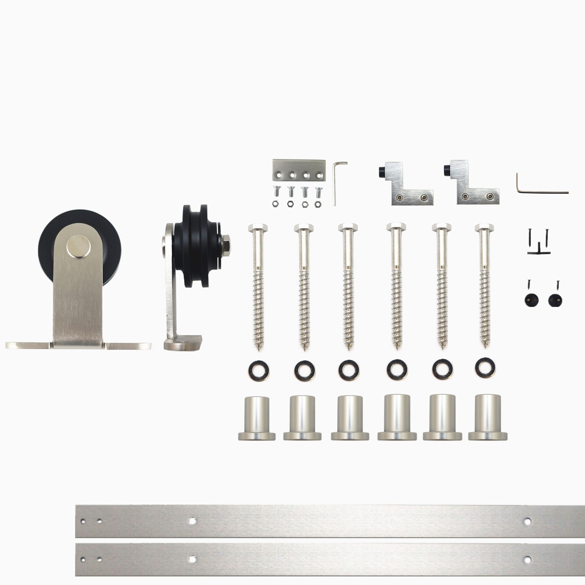 HOMACER DZ1DNZ108C 108-in Brushed Brushed Nickel Indoor Top mount Single Barn door hardware kit