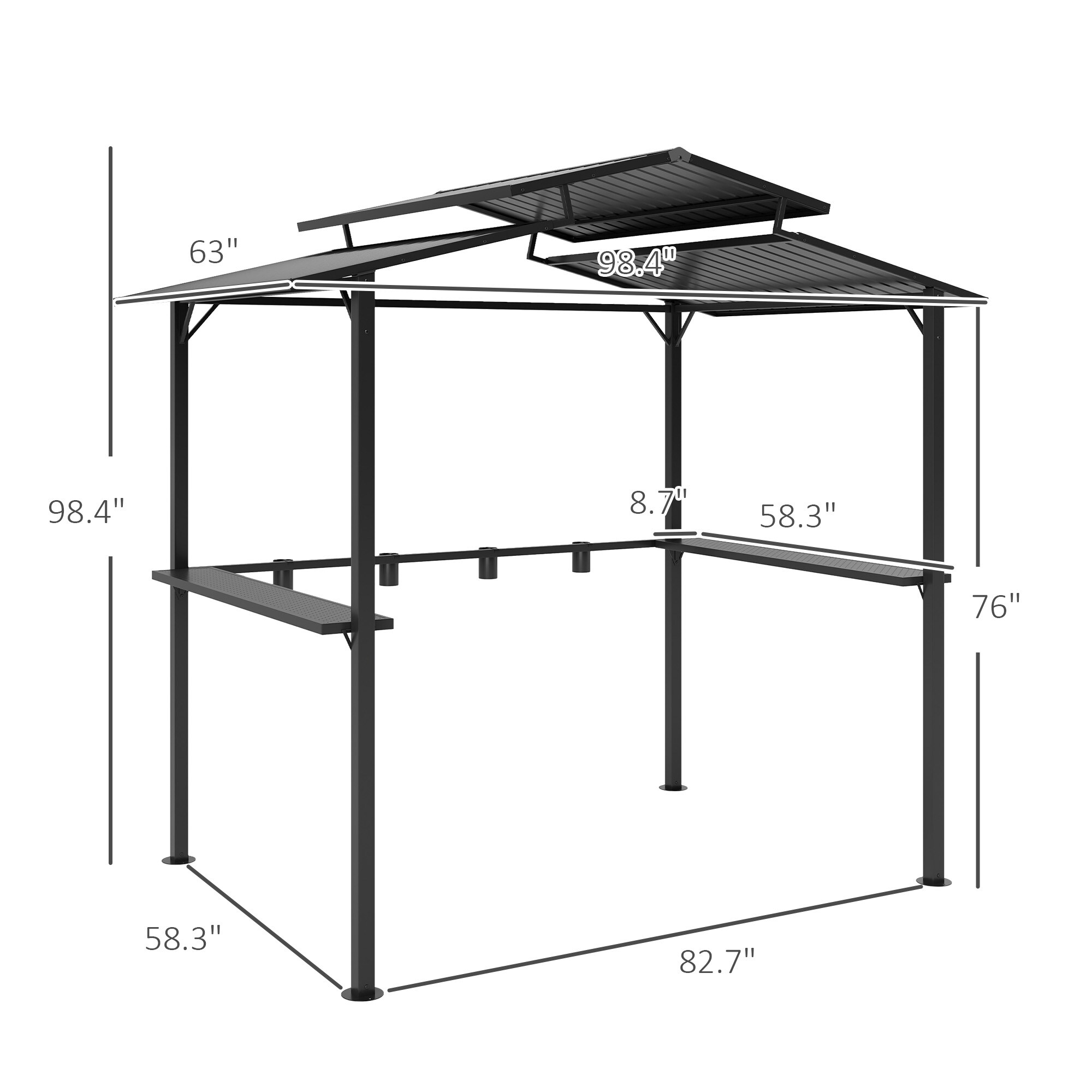 Outsunny 84C-638V00DR Wood-Resin-Gazebos - View #3