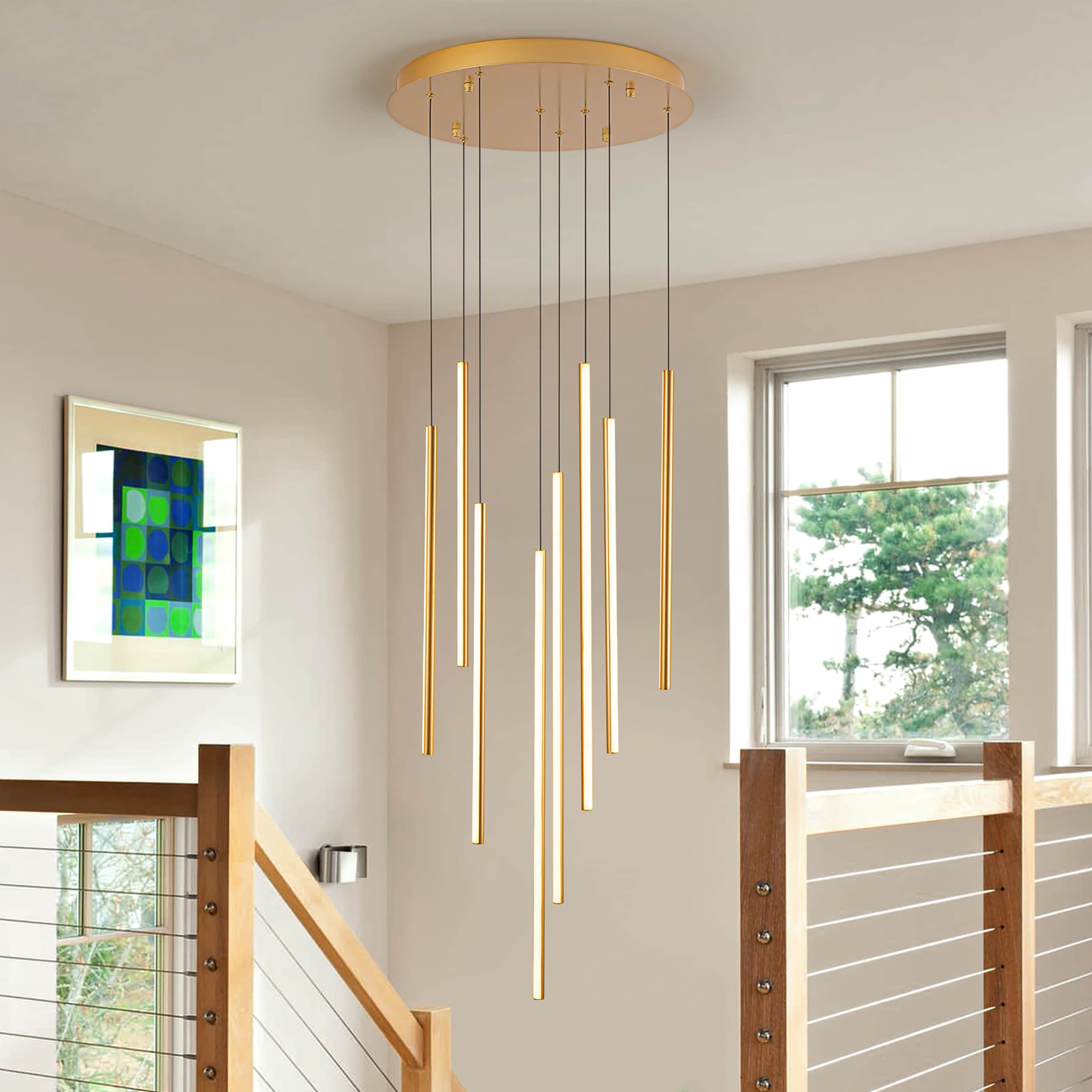 EDISLIVE Y81010000057148 8 -Light Gold Modern/contemporary Linear Integrated LED Large Hanging Pendant light