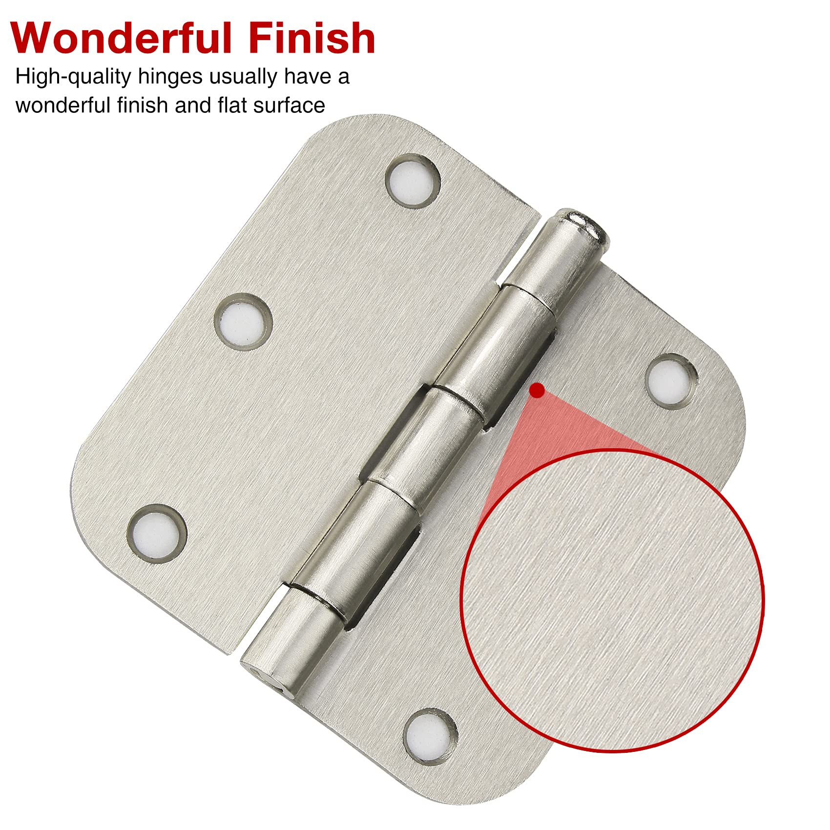 Oyezvary Door Hinge 3 1/2 Inch 18 Pack Satin Brushed Nickel Rounded ...