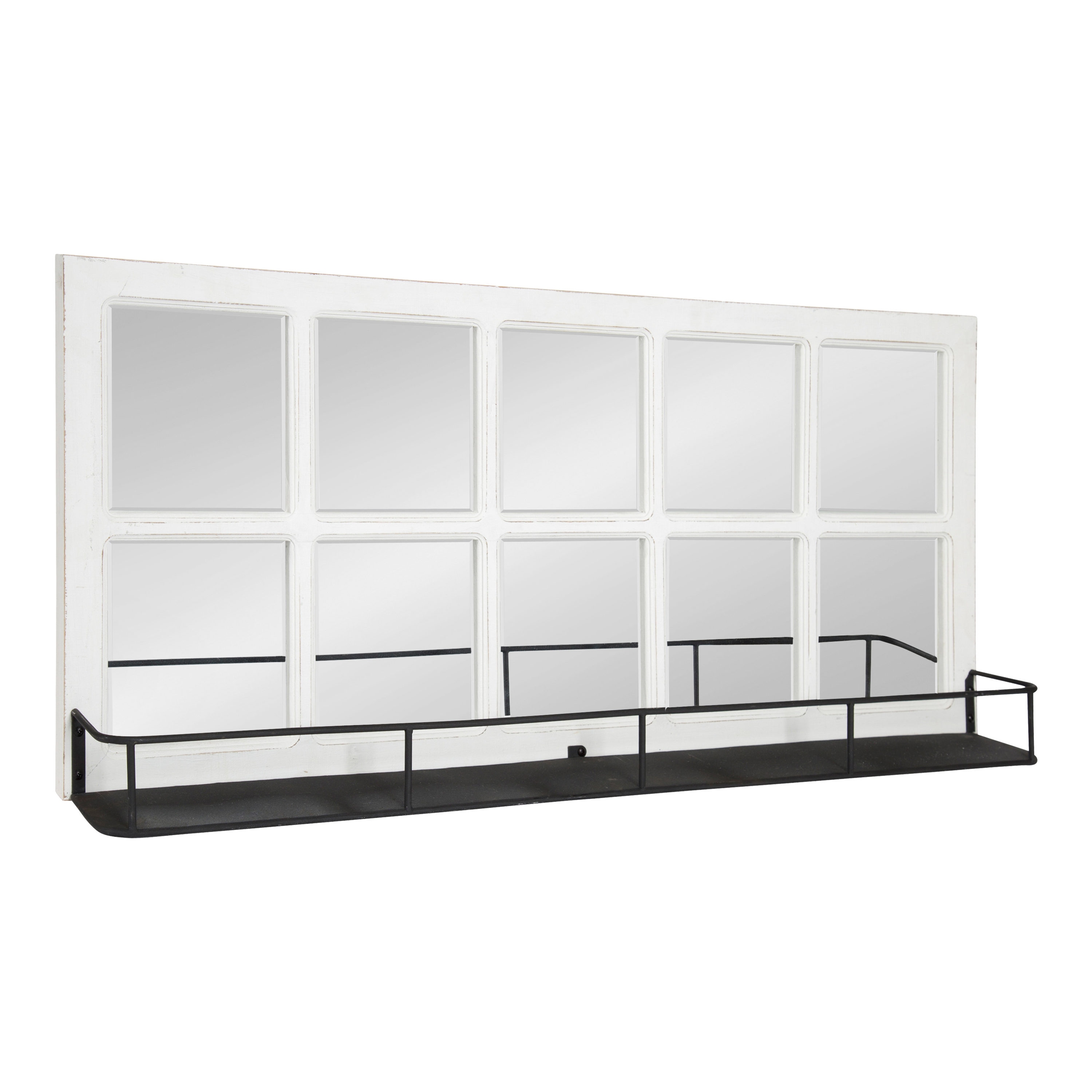 Kate and Laurel 213993 Jackson 40-Inches W x 18-Inches H Rectangle White Framed Wall Mirror