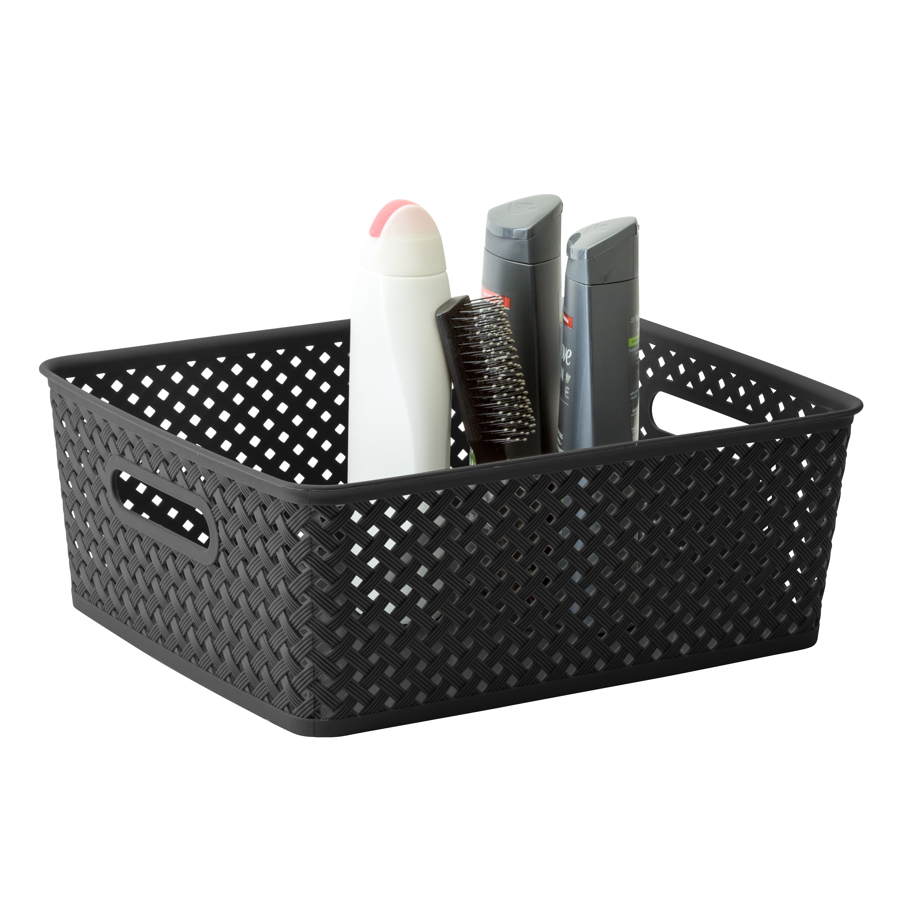 Simplify 11.42-in W x 5.12-in H x 13.78-in D Black Polypropylene Basket ...