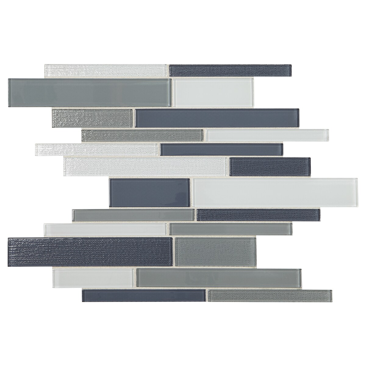 American Olean DG05LNRNWMSHC1L Delfino Mixed Blue-gray 12-in x 16-in Polished Glass Linear Wall Tile (1.28-sq. ft/ Piece)