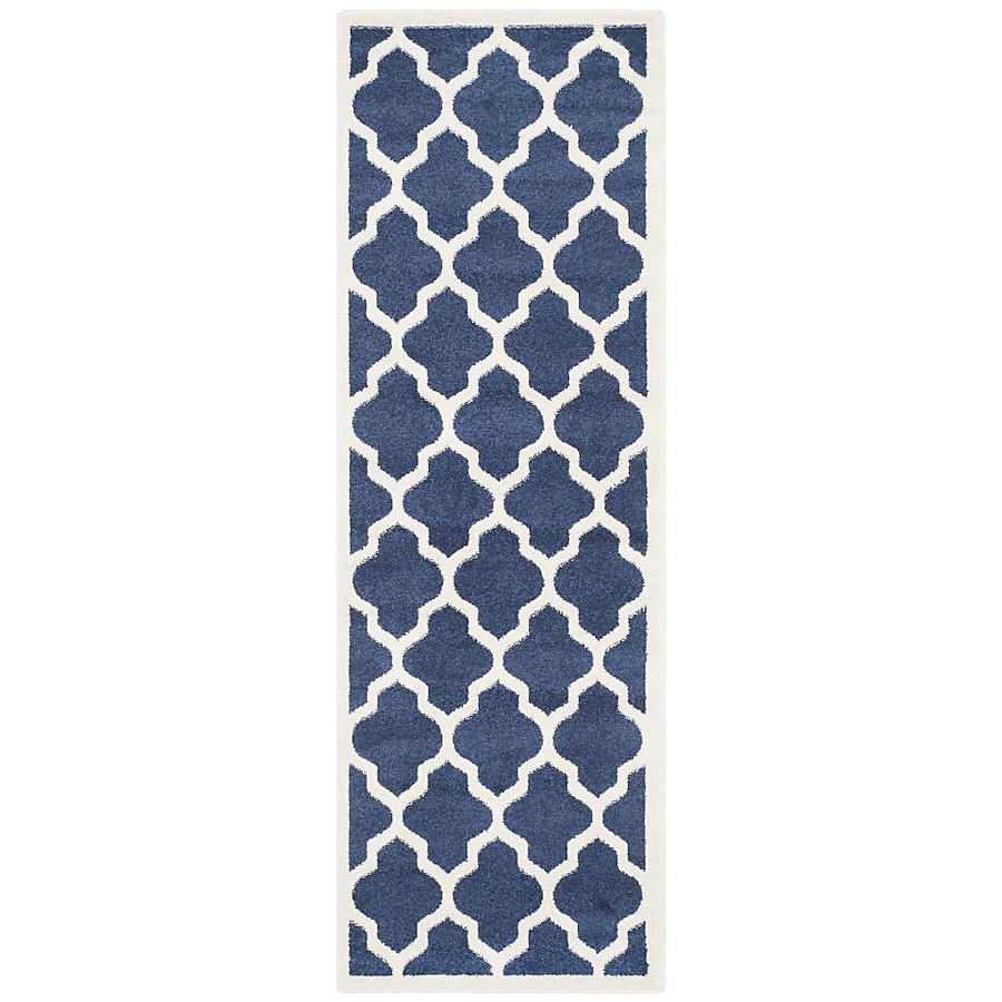 Safavieh Barret 2 x 9 Navy/Beige Indoor/Outdoor Trellis Runner Safavieh Barret 2 x 9 Navy/Beige Indoor/Outdoor Trellis Runner