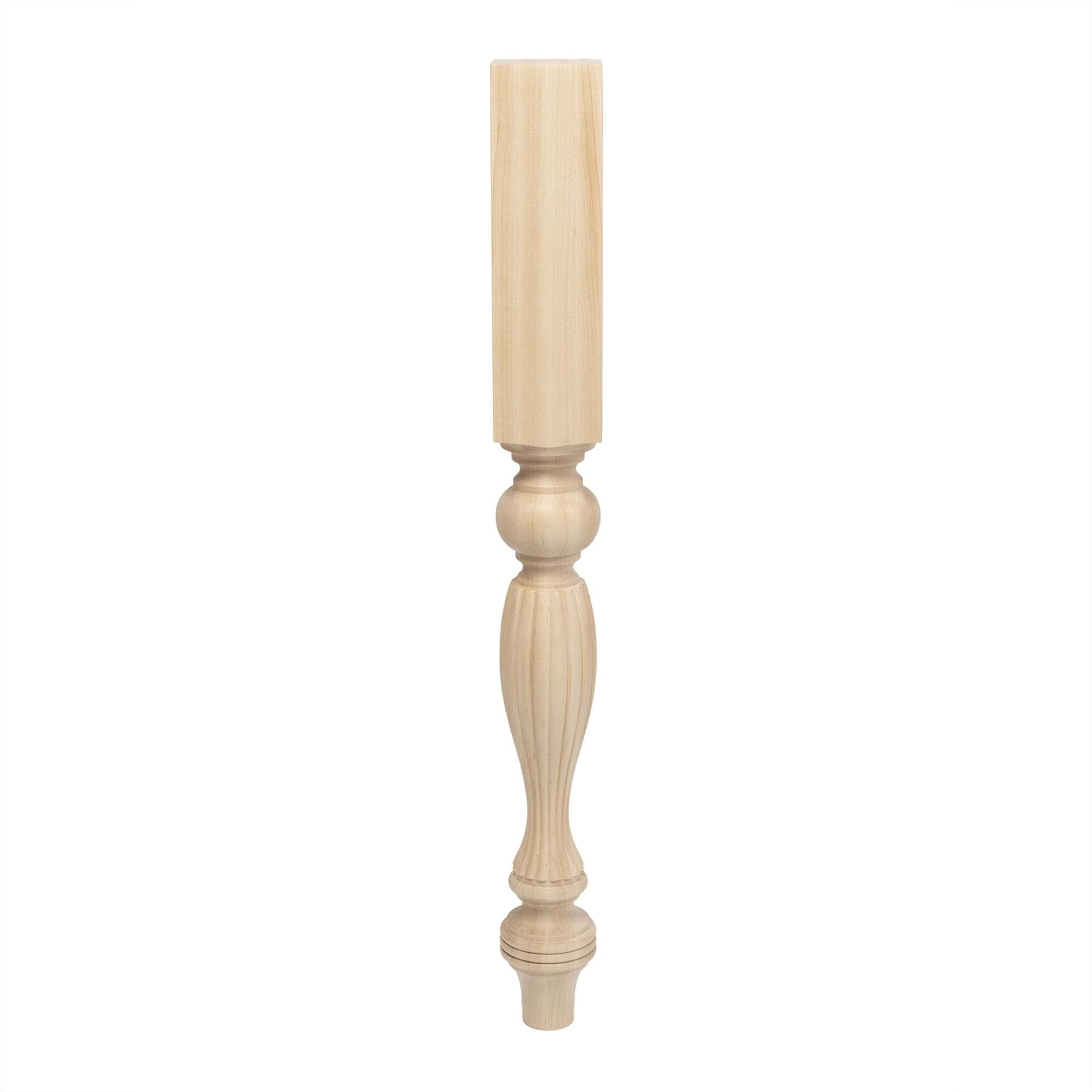 Unfinished Hard Maple French Kitchen Island Leg, 35.25"