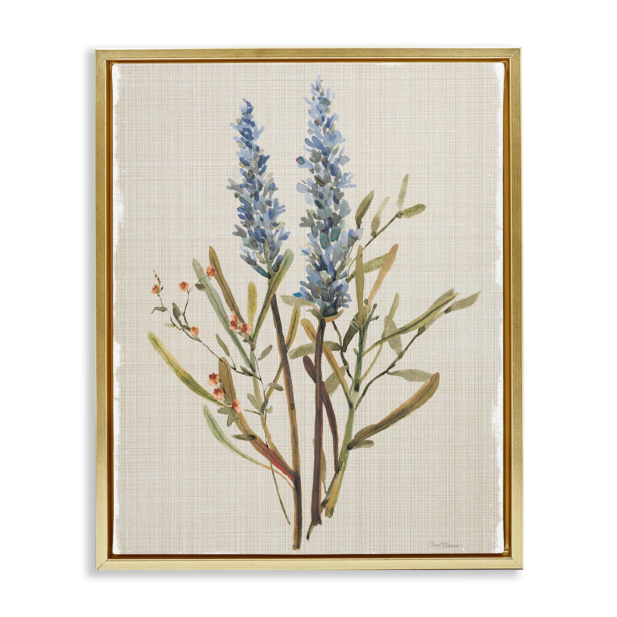Stupell Industries BS-220-FFG-24X30 Natural Lavender Sprigs Gold Framed Floater Canvas Wall Art By Carol Robinson 25 x 31