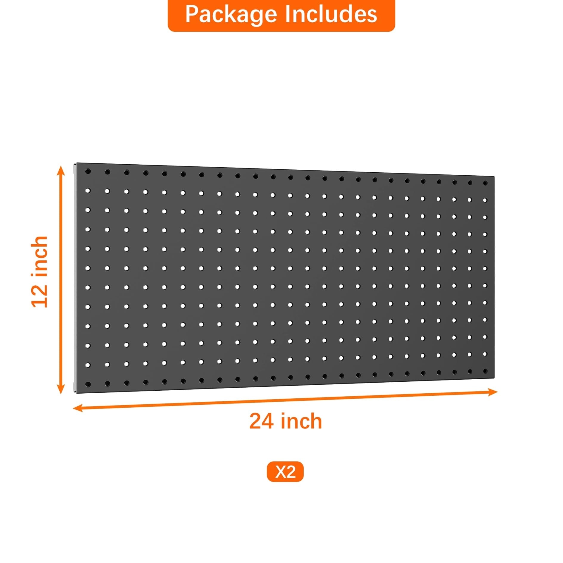 Etokfoks  black metal pegboard wall panels pack of two heavy duty modular organizer for standard quarter and one eighth in hook spacing